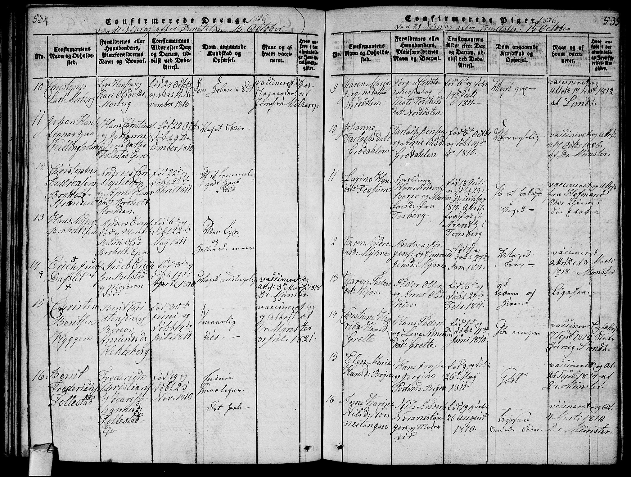 Røyken kirkebøker, SAKO/A-241/F/Fa/L0004: Parish register (official) no. 4, 1814-1832, p. 534-535