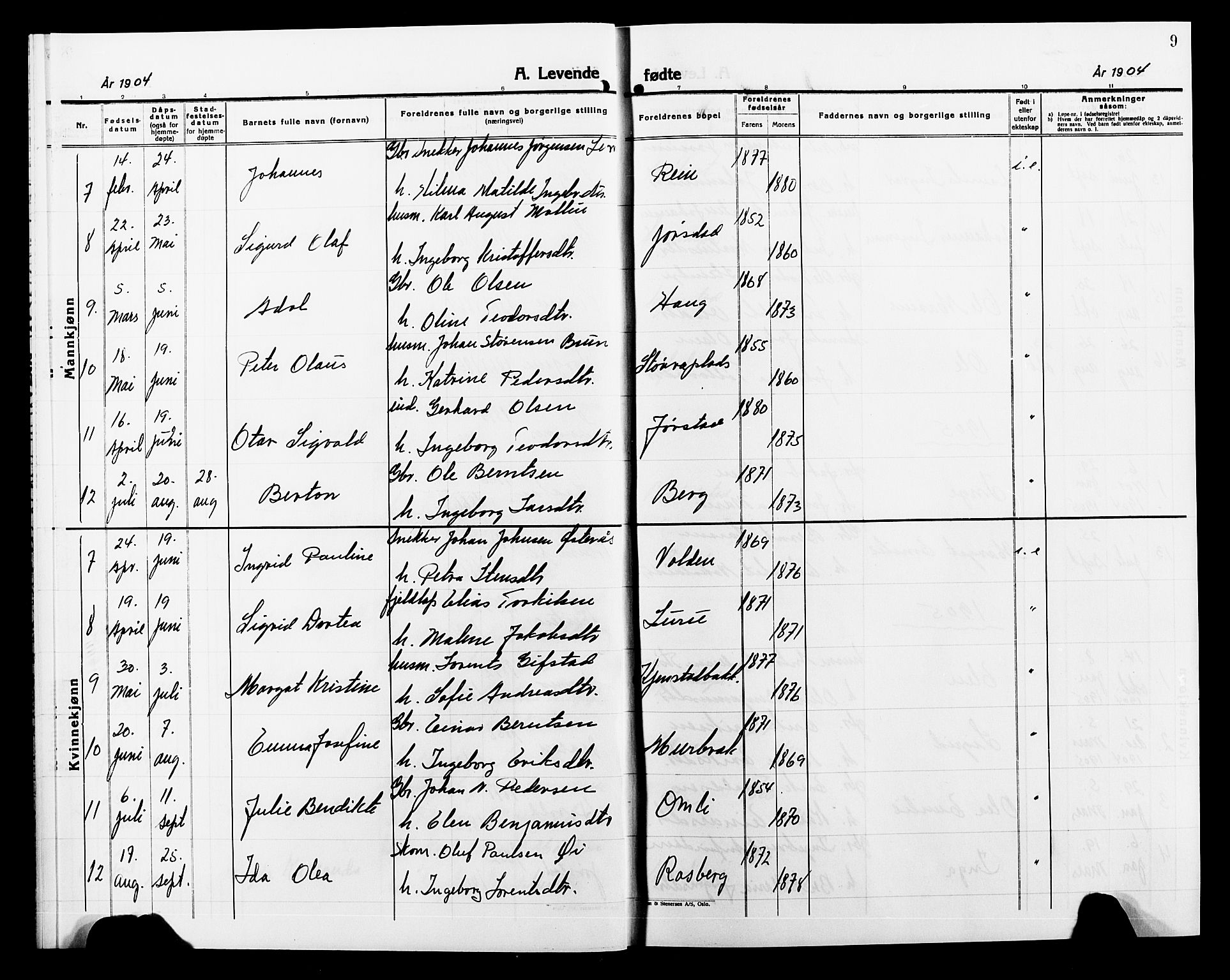 Ministerialprotokoller, klokkerbøker og fødselsregistre - Nord-Trøndelag, SAT/A-1458/749/L0488: Parish register (official) no. 749D04, 1903-1915, p. 9