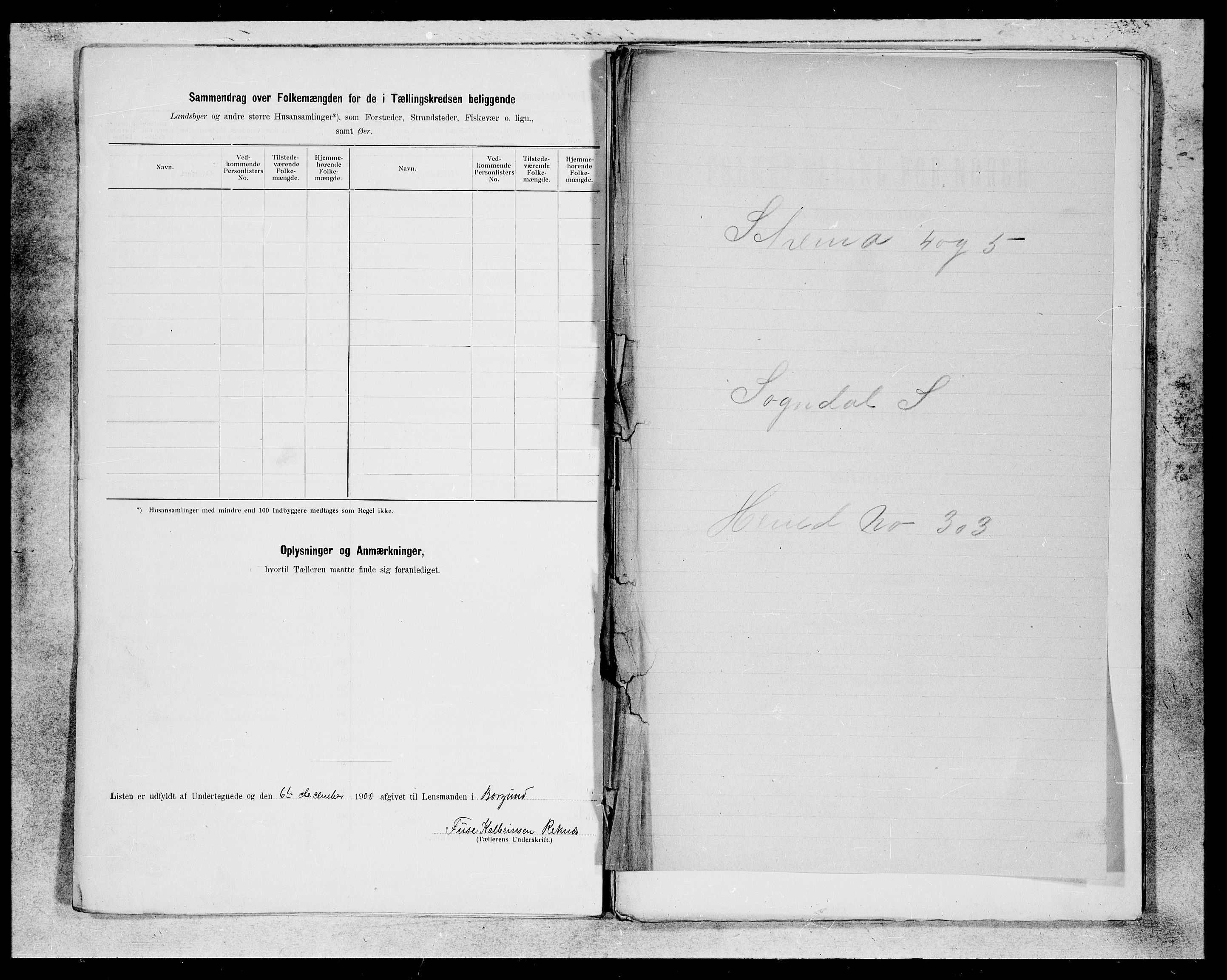 SAB, 1900 census for Borgund, 1900, p. 9