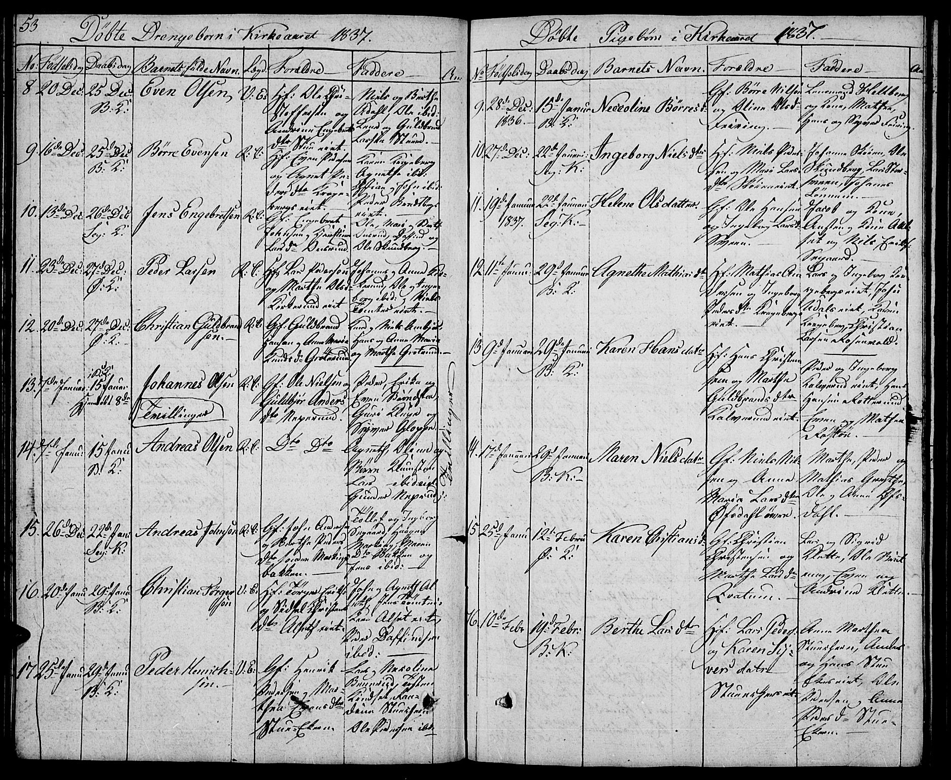 Biri prestekontor, SAH/PREST-096/H/Ha/Hab/L0002: Parish register (copy) no. 2, 1828-1842, p. 53
