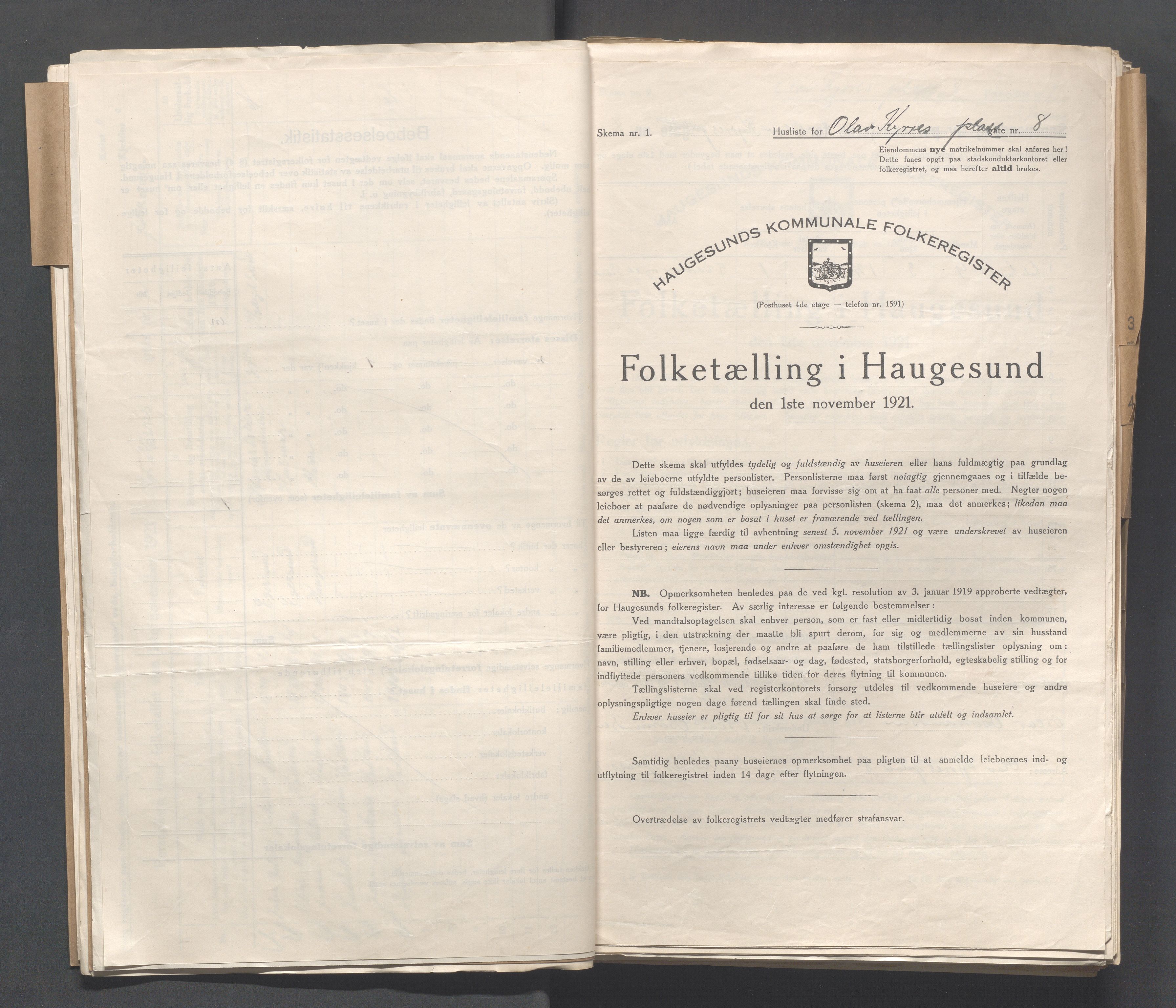 IKAR, Local census 1.11.1921 for Haugesund, 1921, p. 3220