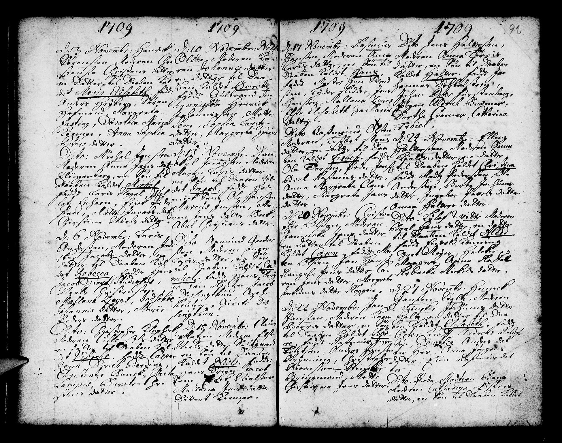 Nykirken Sokneprestembete, SAB/A-77101/H/Haa/L0002: Parish register (official) no. A 2, 1700-1723, p. 92