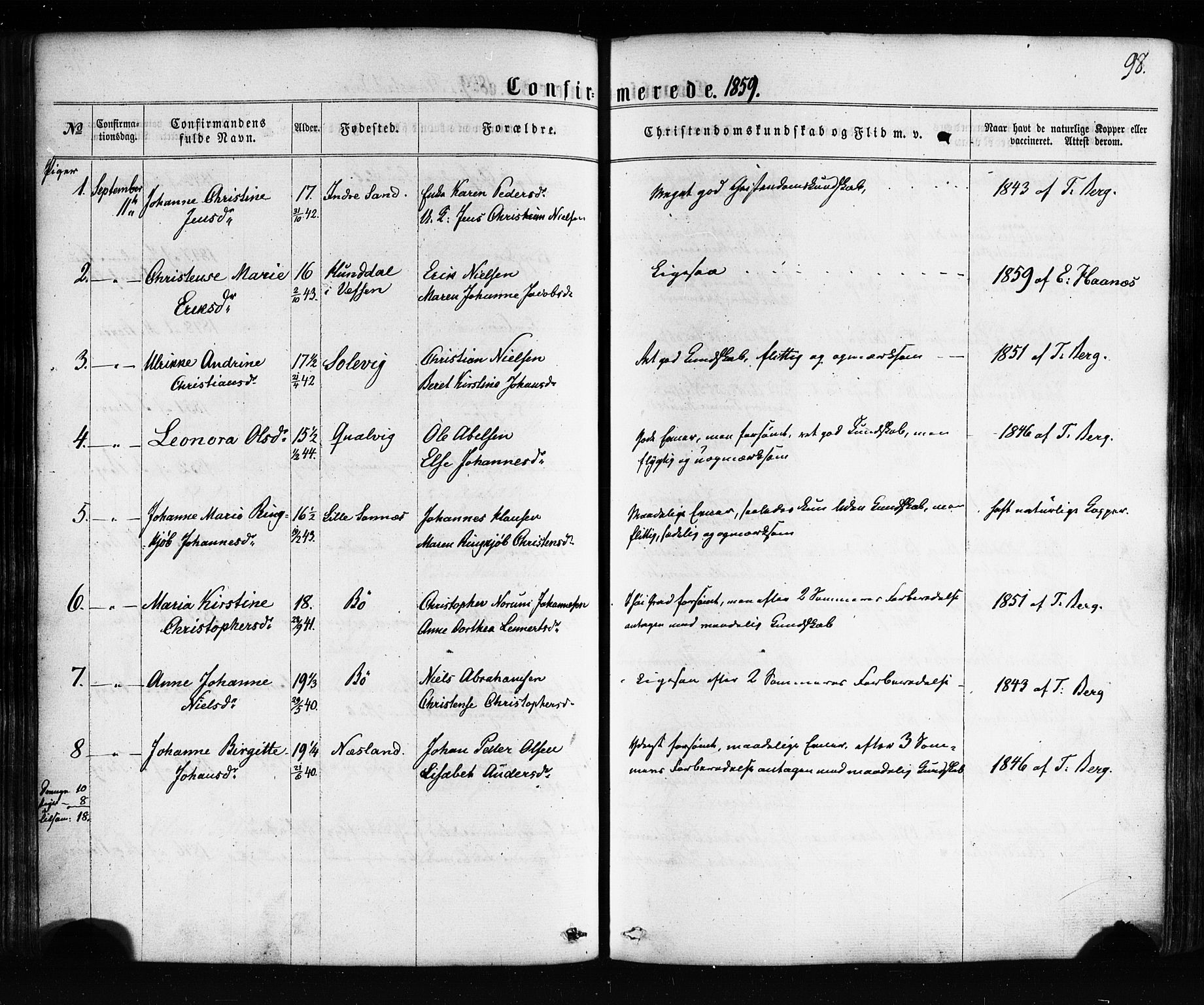 Ministerialprotokoller, klokkerbøker og fødselsregistre - Nordland, SAT/A-1459/885/L1203: Parish register (official) no. 885A04, 1859-1877, p. 98