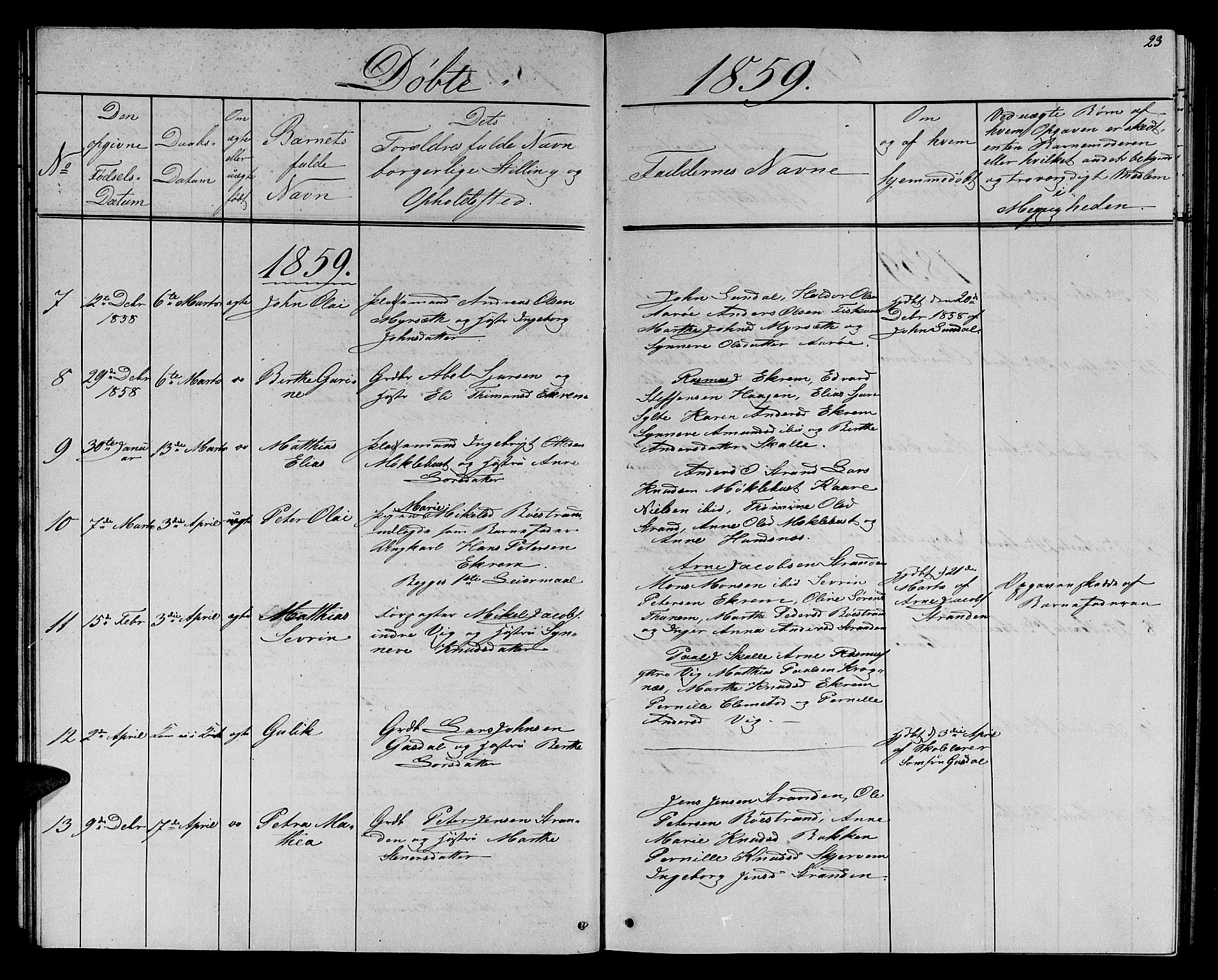 Ministerialprotokoller, klokkerbøker og fødselsregistre - Møre og Romsdal, AV/SAT-A-1454/501/L0015: Parish register (copy) no. 501C01, 1854-1867, p. 23