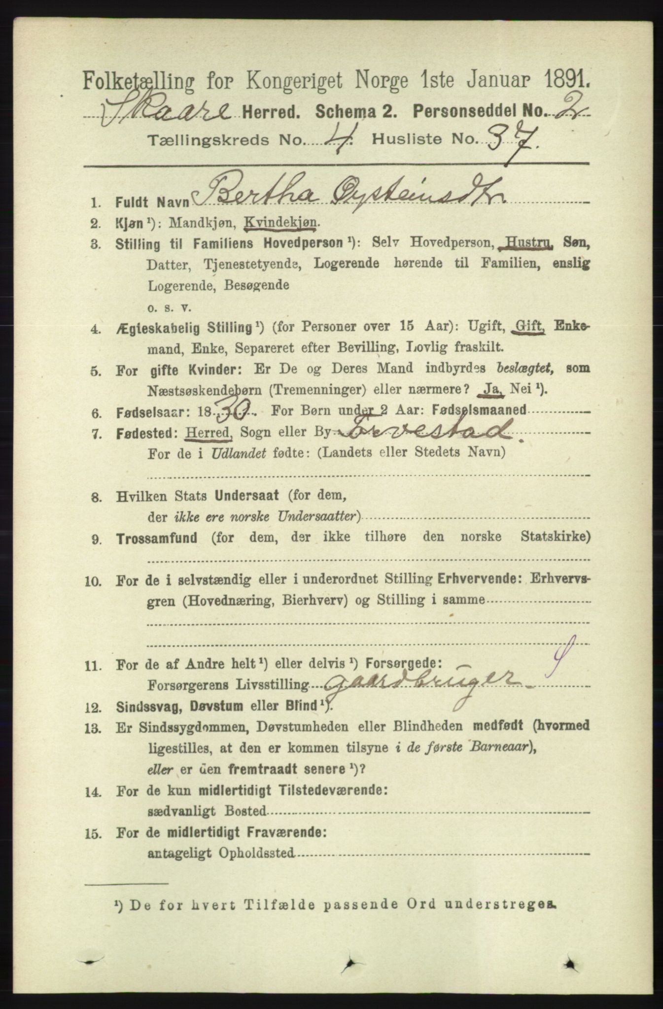 RA, 1891 census for 1153 Skåre, 1891, p. 1956
