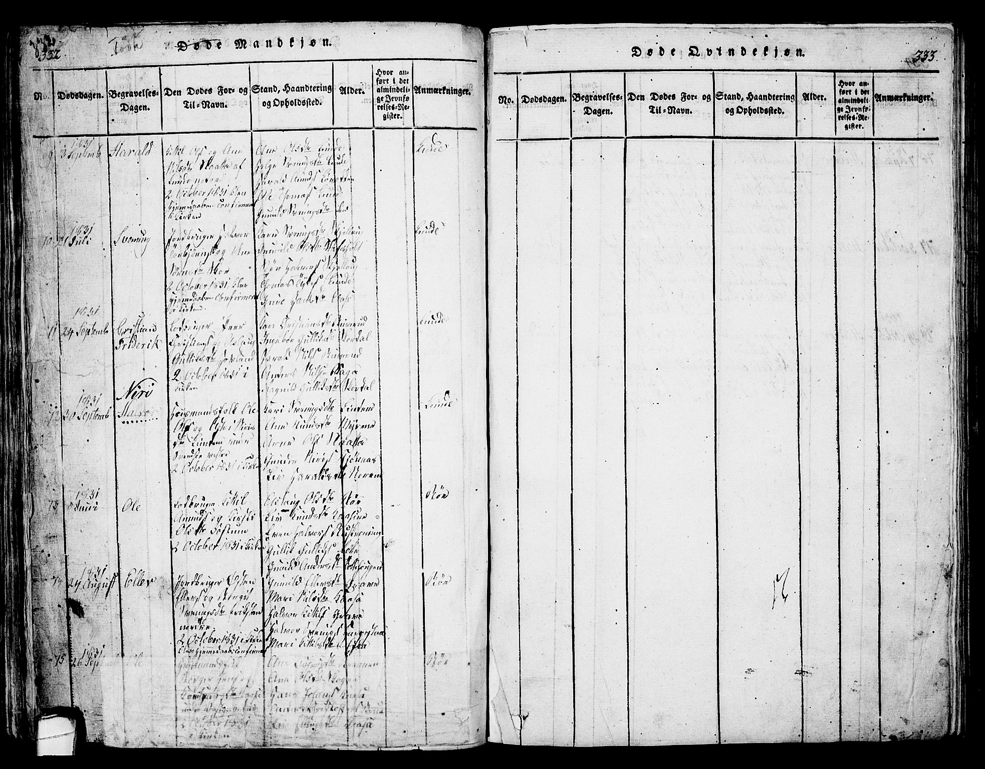 Bø kirkebøker, SAKO/A-257/G/Ga/L0001: Parish register (copy) no. 1, 1815-1831, p. 332-333