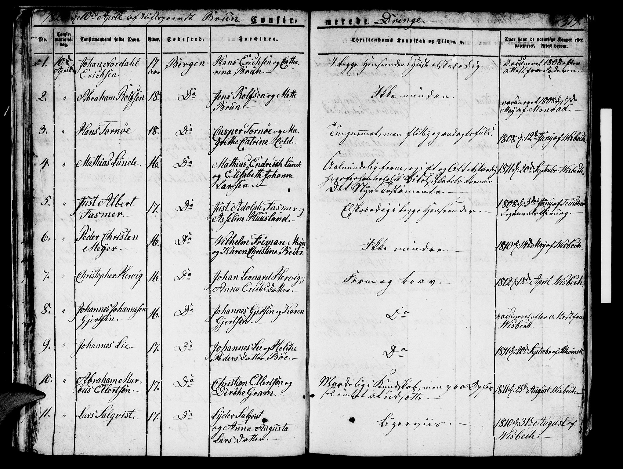 Domkirken sokneprestembete, AV/SAB-A-74801/H/Hab/L0002: Parish register (copy) no. A 2, 1821-1839, p. 315