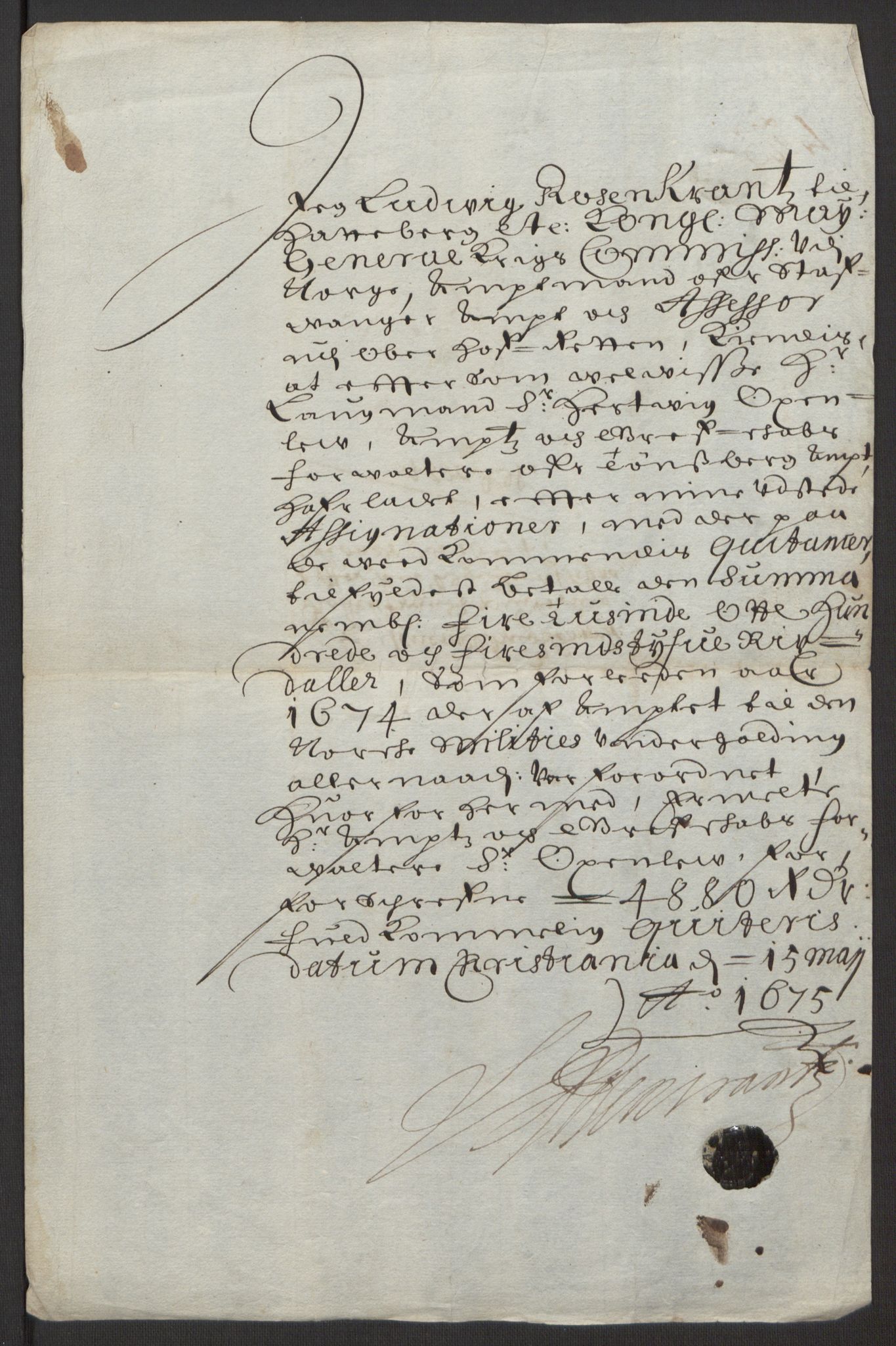 Rentekammeret inntil 1814, Reviderte regnskaper, Fogderegnskap, AV/RA-EA-4092/R32/L1844: Fogderegnskap Jarlsberg grevskap, 1674-1675, p. 14