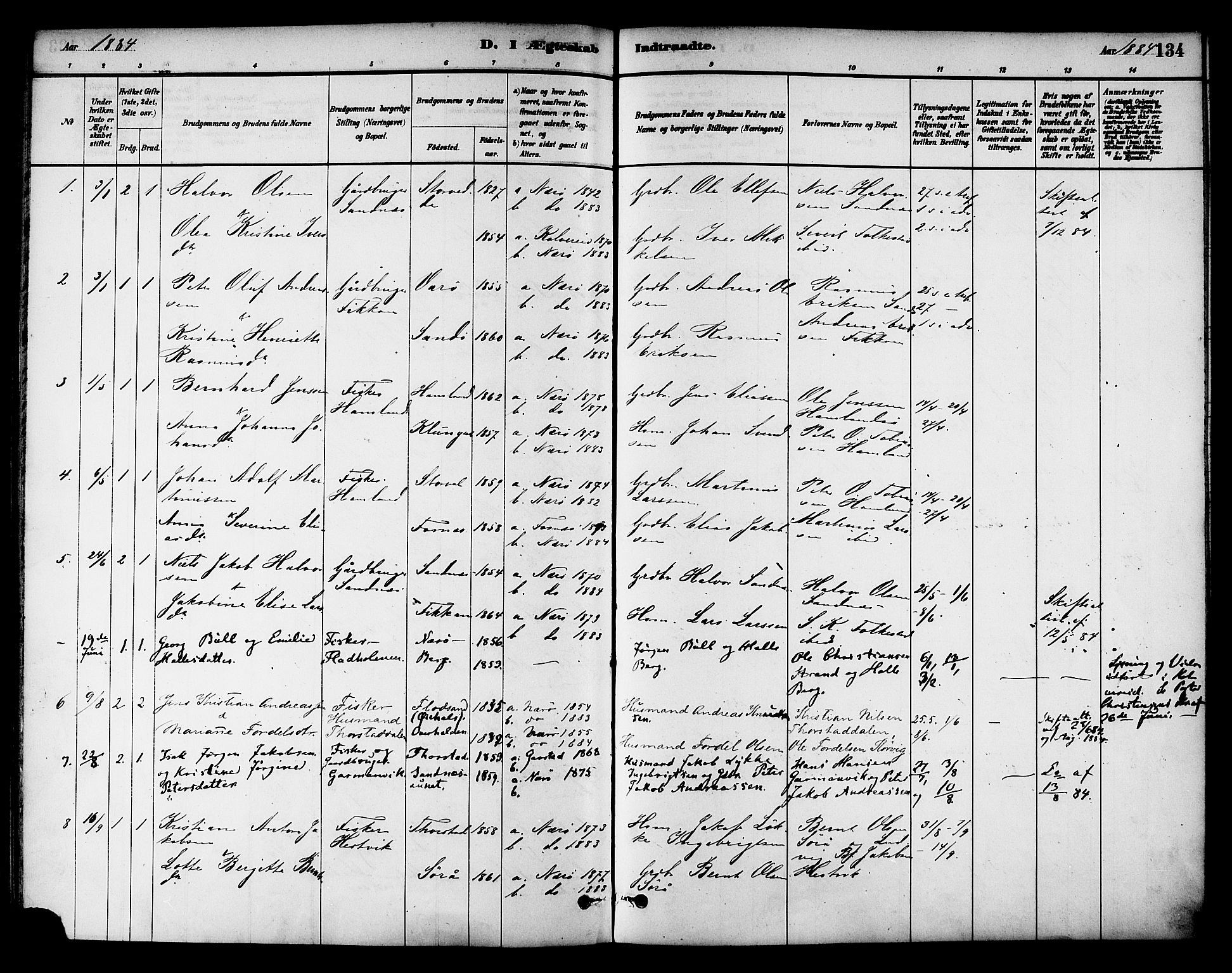 Ministerialprotokoller, klokkerbøker og fødselsregistre - Nord-Trøndelag, SAT/A-1458/784/L0672: Parish register (official) no. 784A07, 1880-1887, p. 134