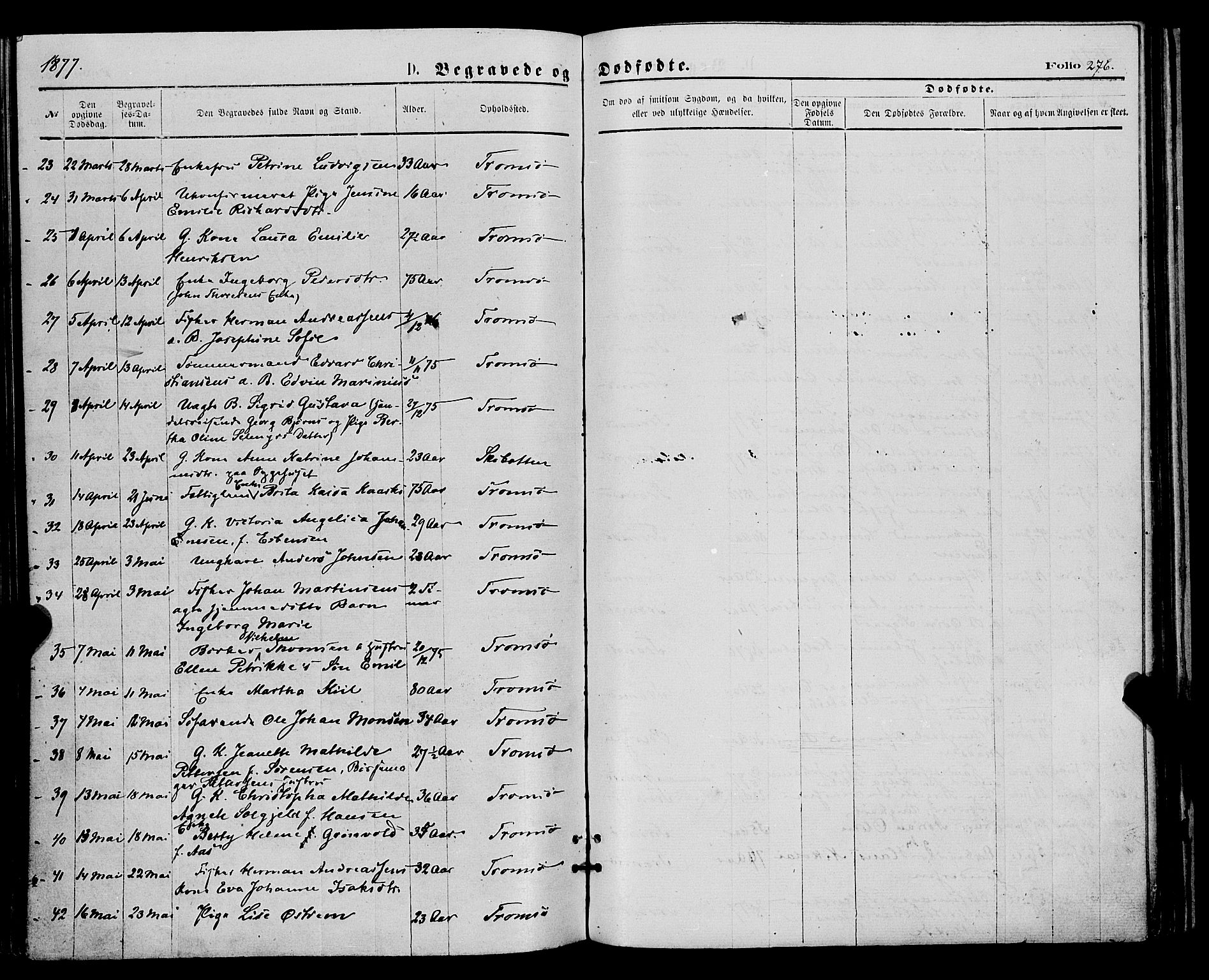 Tromsø sokneprestkontor/stiftsprosti/domprosti, AV/SATØ-S-1343/G/Ga/L0013kirke: Parish register (official) no. 13, 1872-1877, p. 276