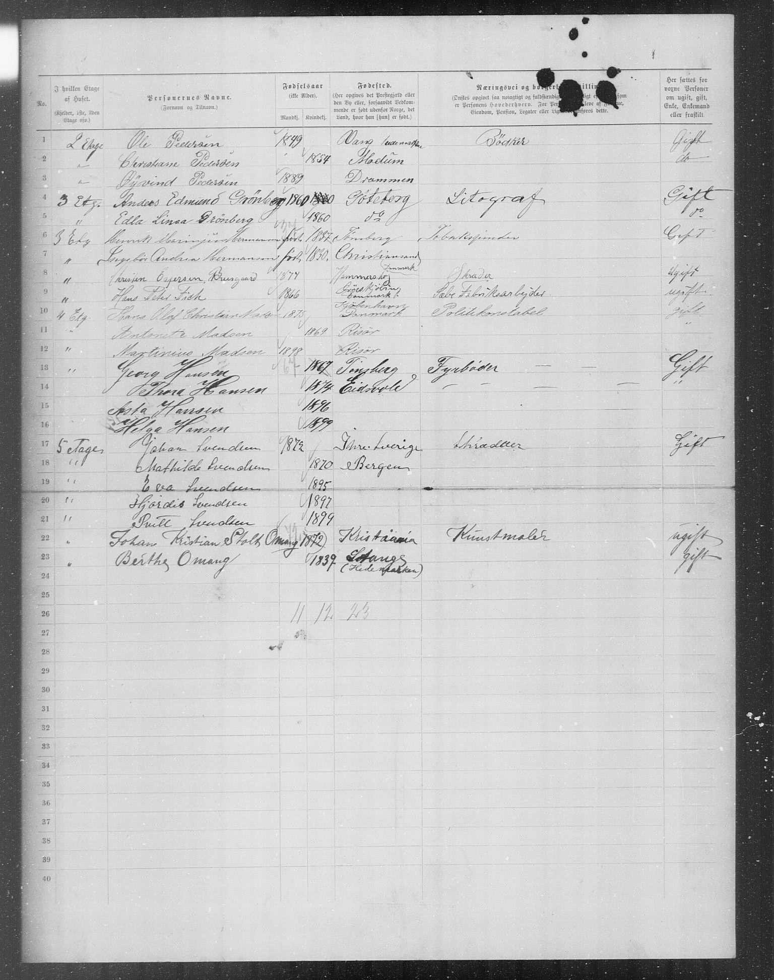 OBA, Municipal Census 1899 for Kristiania, 1899, p. 11025