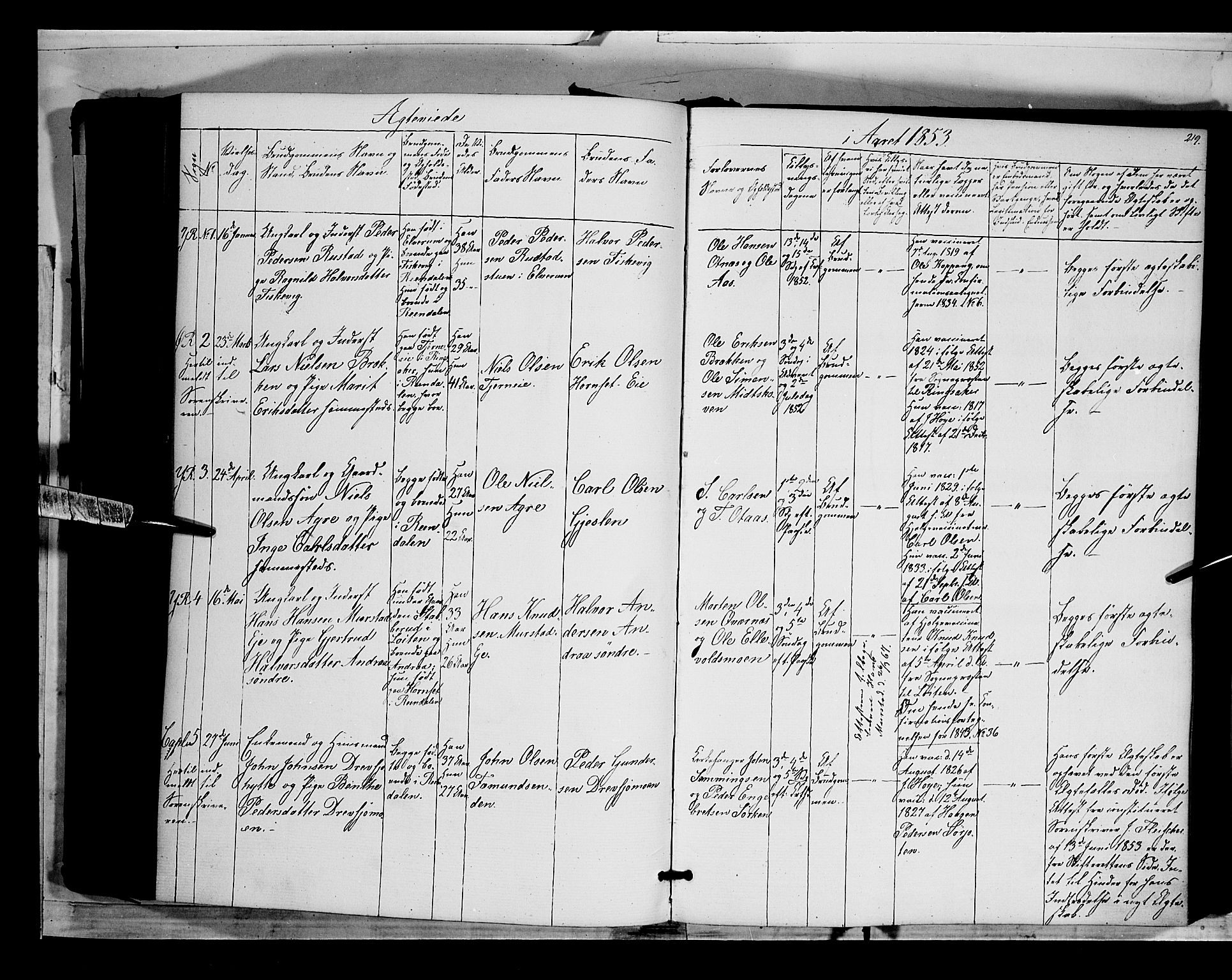 Rendalen prestekontor, SAH/PREST-054/H/Ha/Haa/L0005: Parish register (official) no. 5, 1853-1866, p. 219