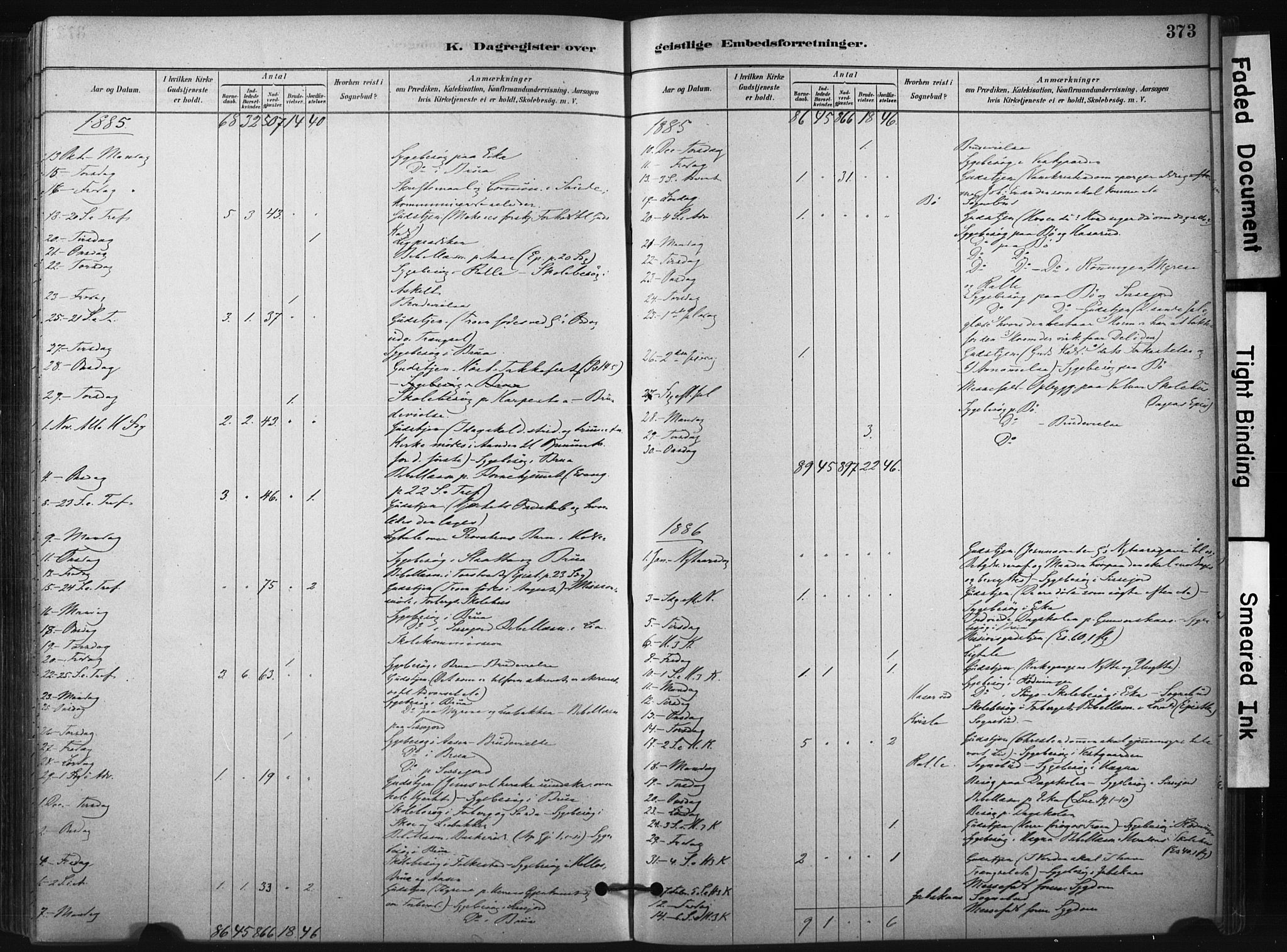Bø kirkebøker, SAKO/A-257/F/Fa/L0010: Parish register (official) no. 10, 1880-1892, p. 373