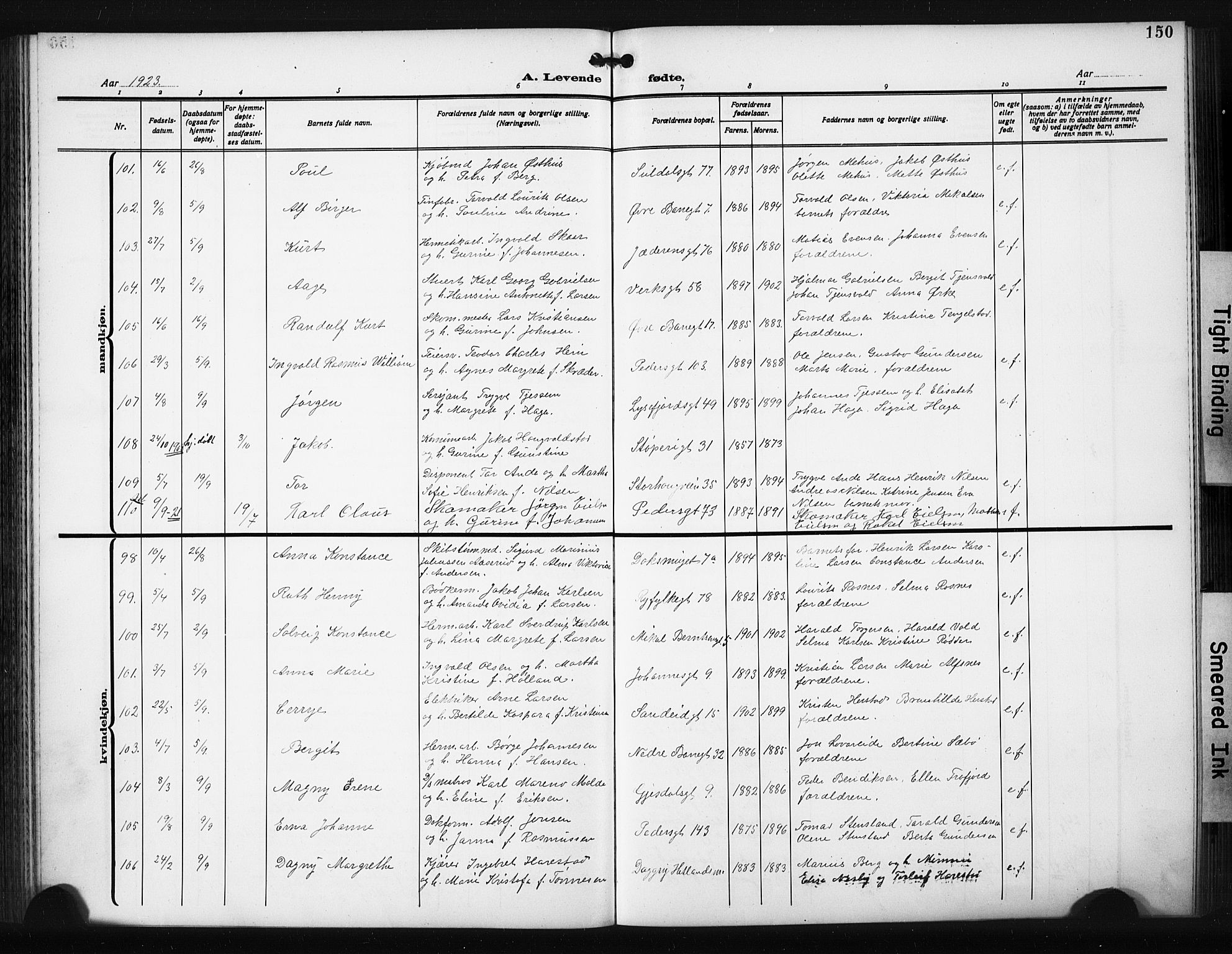 St. Johannes sokneprestkontor, AV/SAST-A-101814/001/30/30BB/L0008: Parish register (copy) no. B 8, 1918-1929, p. 150