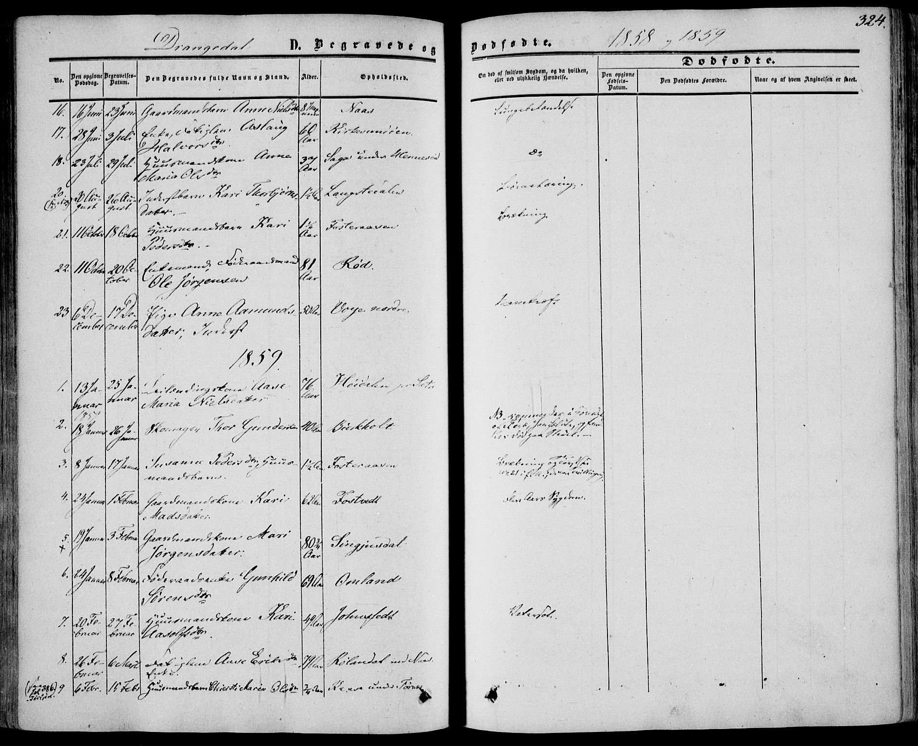 Drangedal kirkebøker, SAKO/A-258/F/Fa/L0008: Parish register (official) no. 8, 1857-1871, p. 324