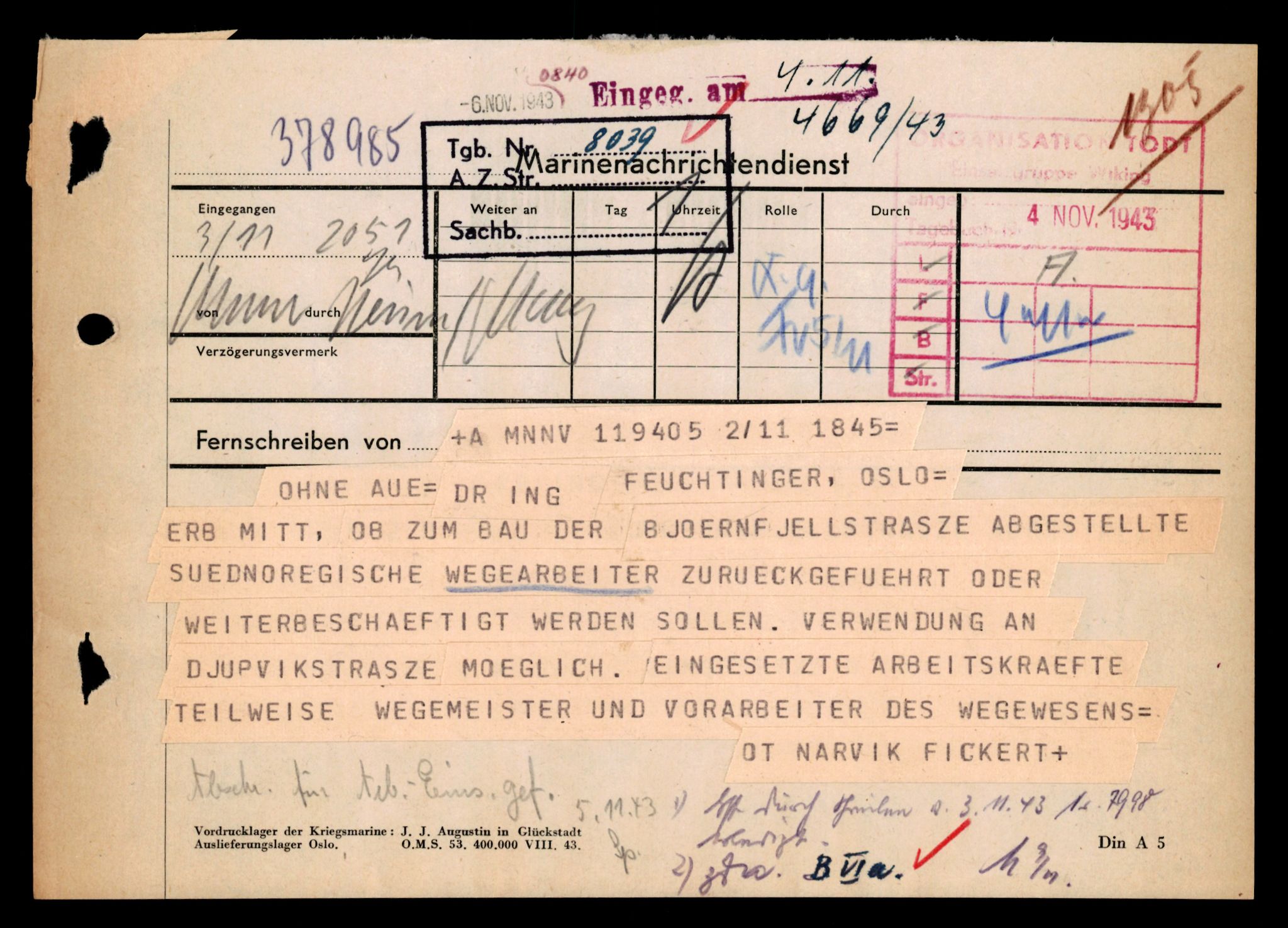 Forsvarets Overkommando. 2 kontor. Arkiv 11.4. Spredte tyske arkivsaker, AV/RA-RAFA-7031/D/Dar/Darb/L0001: Reichskommissariat - Hauptabteilung Technik und Verkehr, 1940-1944, p. 518