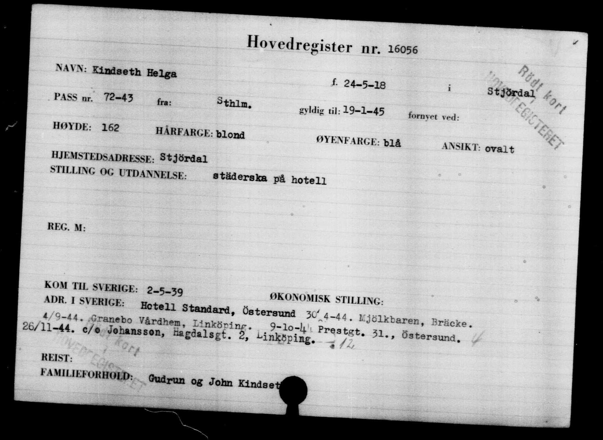 Den Kgl. Norske Legasjons Flyktningskontor, AV/RA-S-6753/V/Va/L0008: Kjesäterkartoteket.  Flyktningenr. 15700-18547, 1940-1945, p. 389