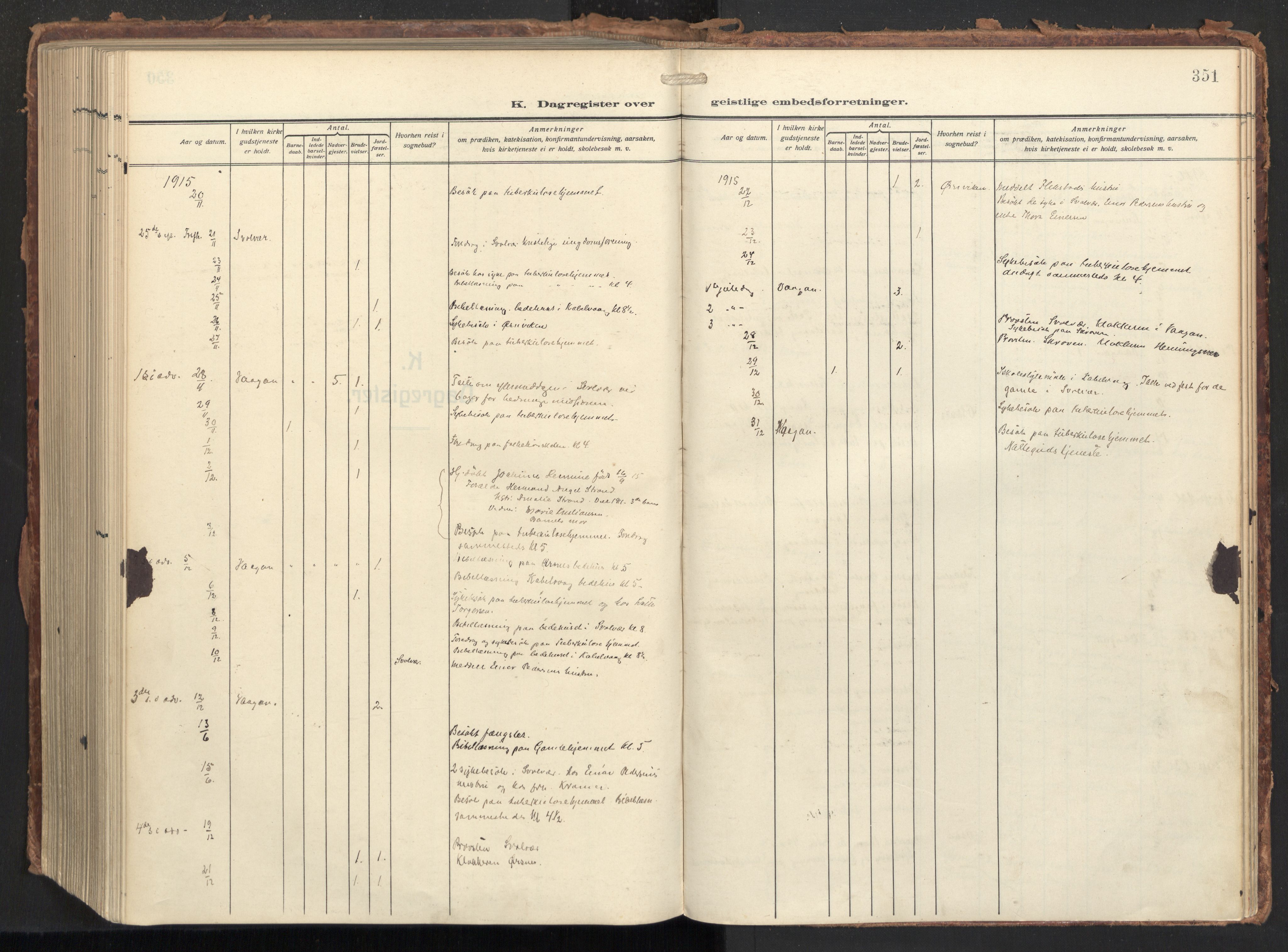 Ministerialprotokoller, klokkerbøker og fødselsregistre - Nordland, SAT/A-1459/874/L1064: Parish register (official) no. 874A08, 1915-1926, p. 351