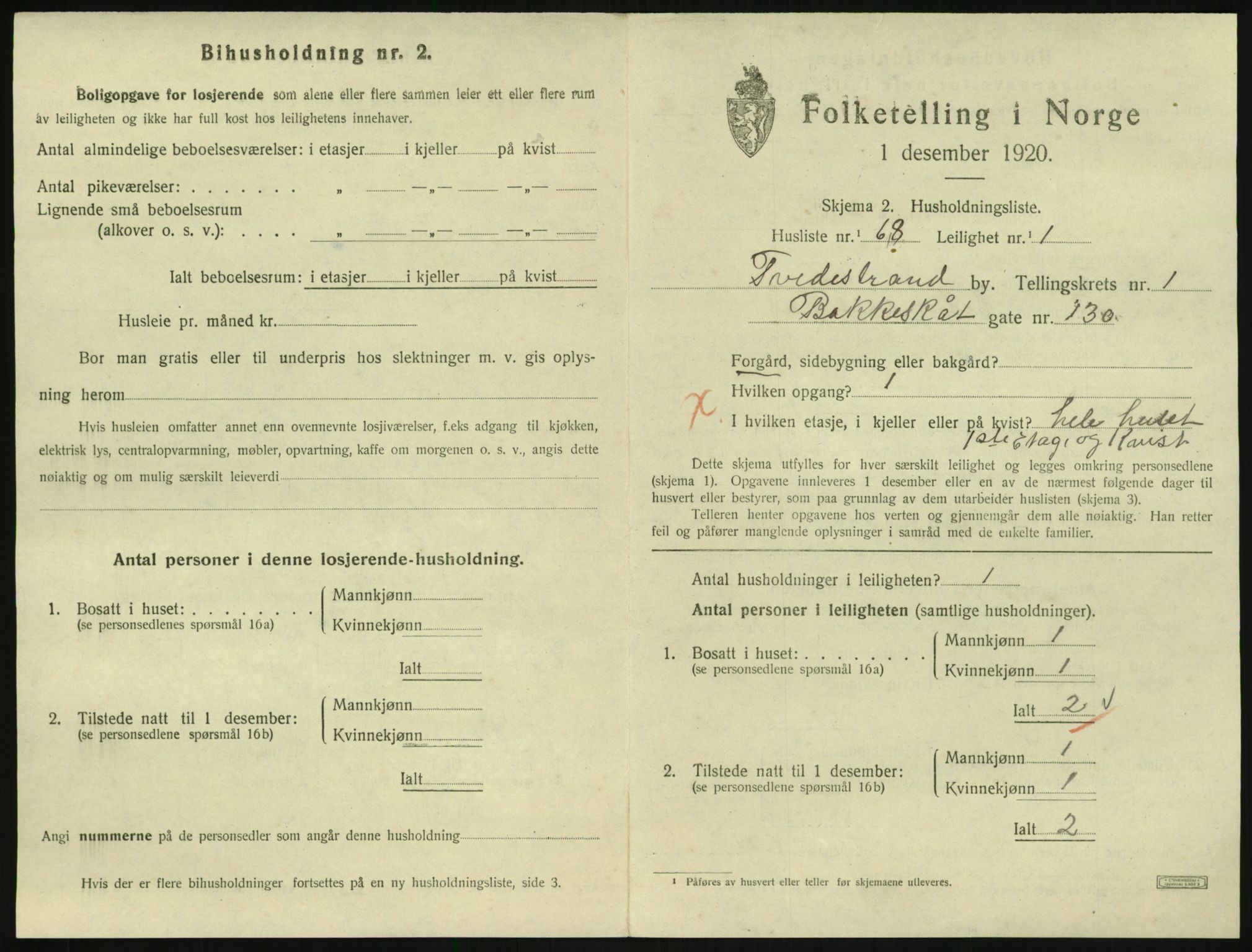 SAK, 1920 census for Tvedestrand, 1920, p. 795