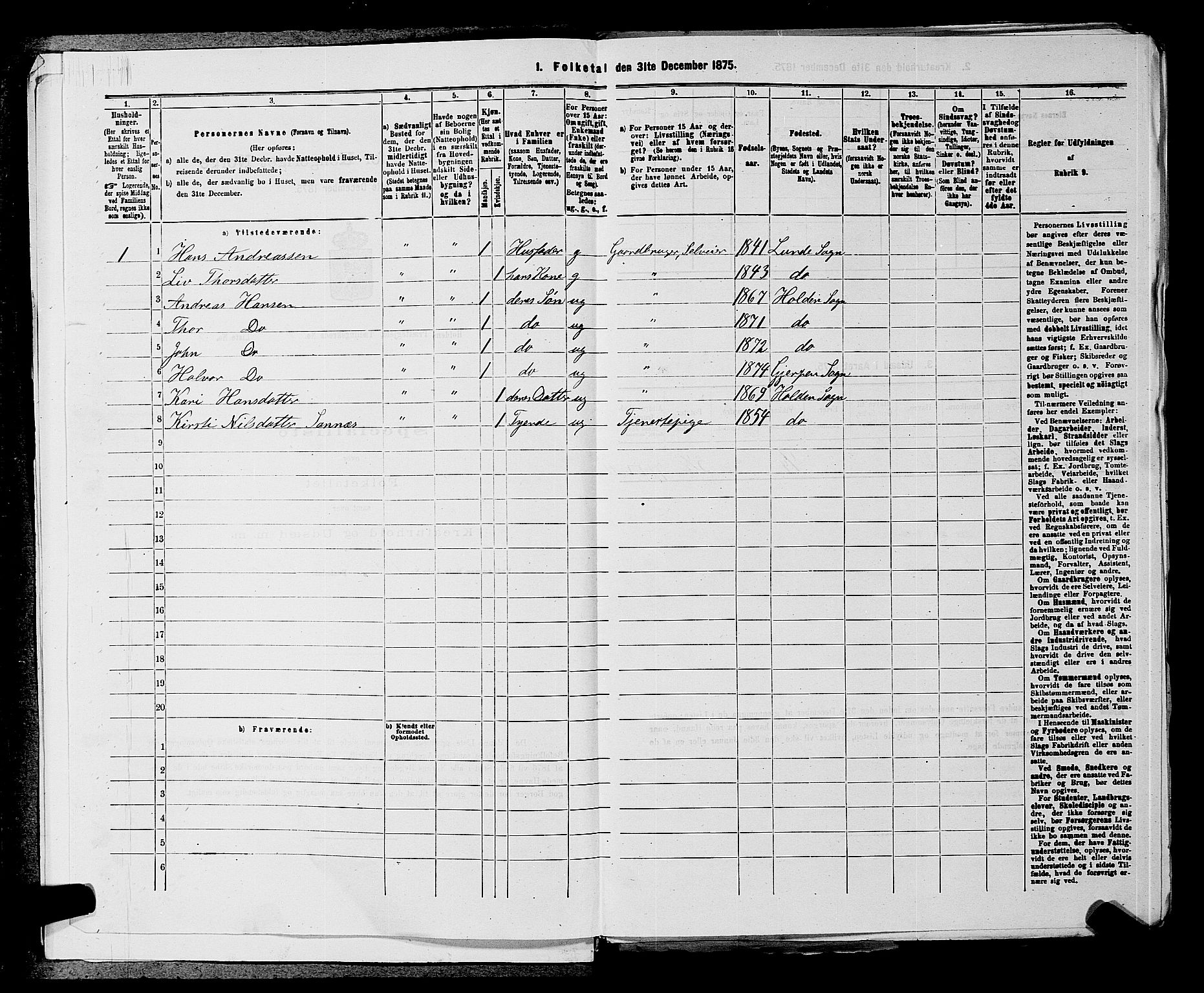 SAKO, 1875 census for 0819P Holla, 1875, p. 441