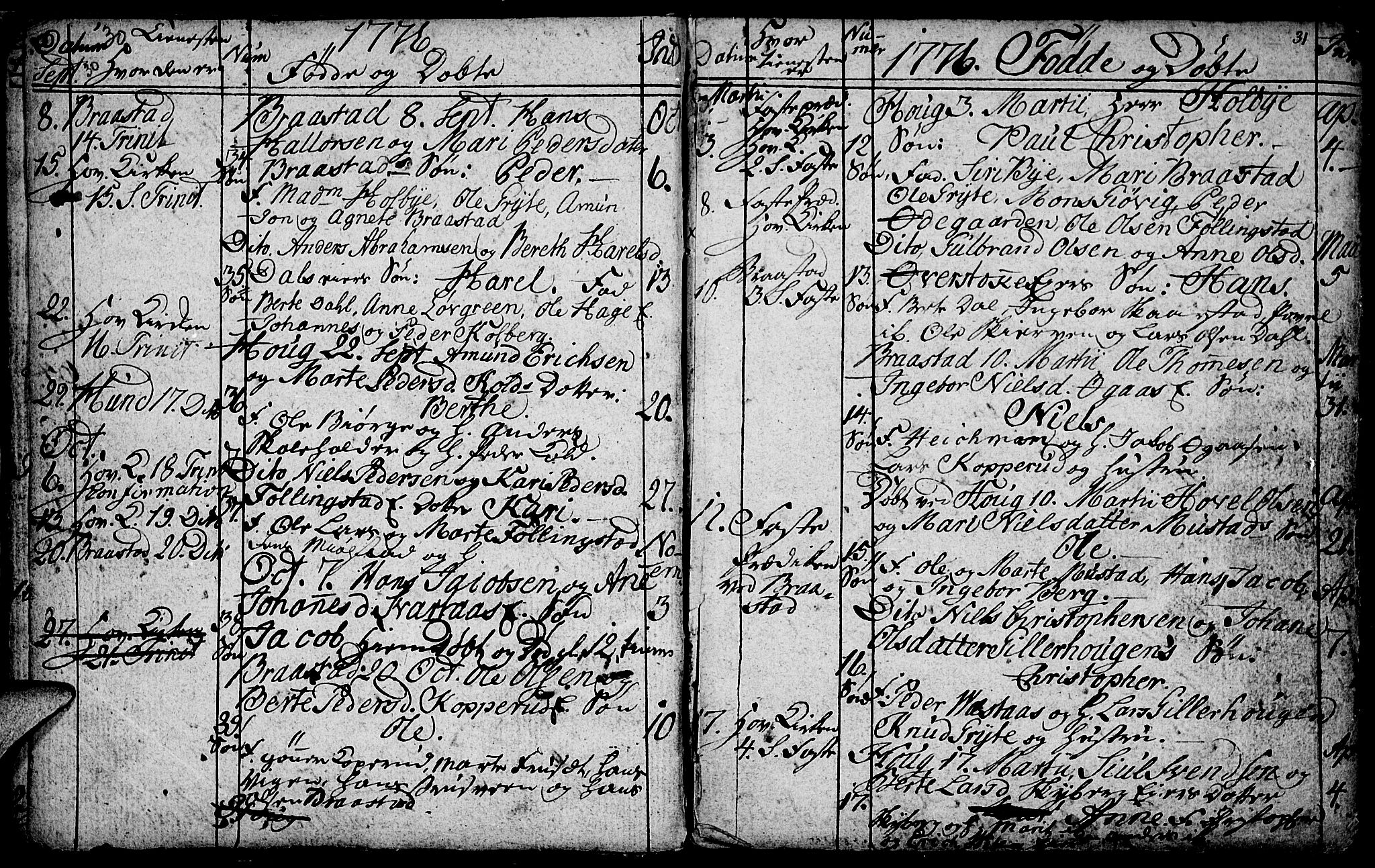 Vardal prestekontor, SAH/PREST-100/H/Ha/Hab/L0001: Parish register (copy) no. 1, 1771-1790, p. 30-31