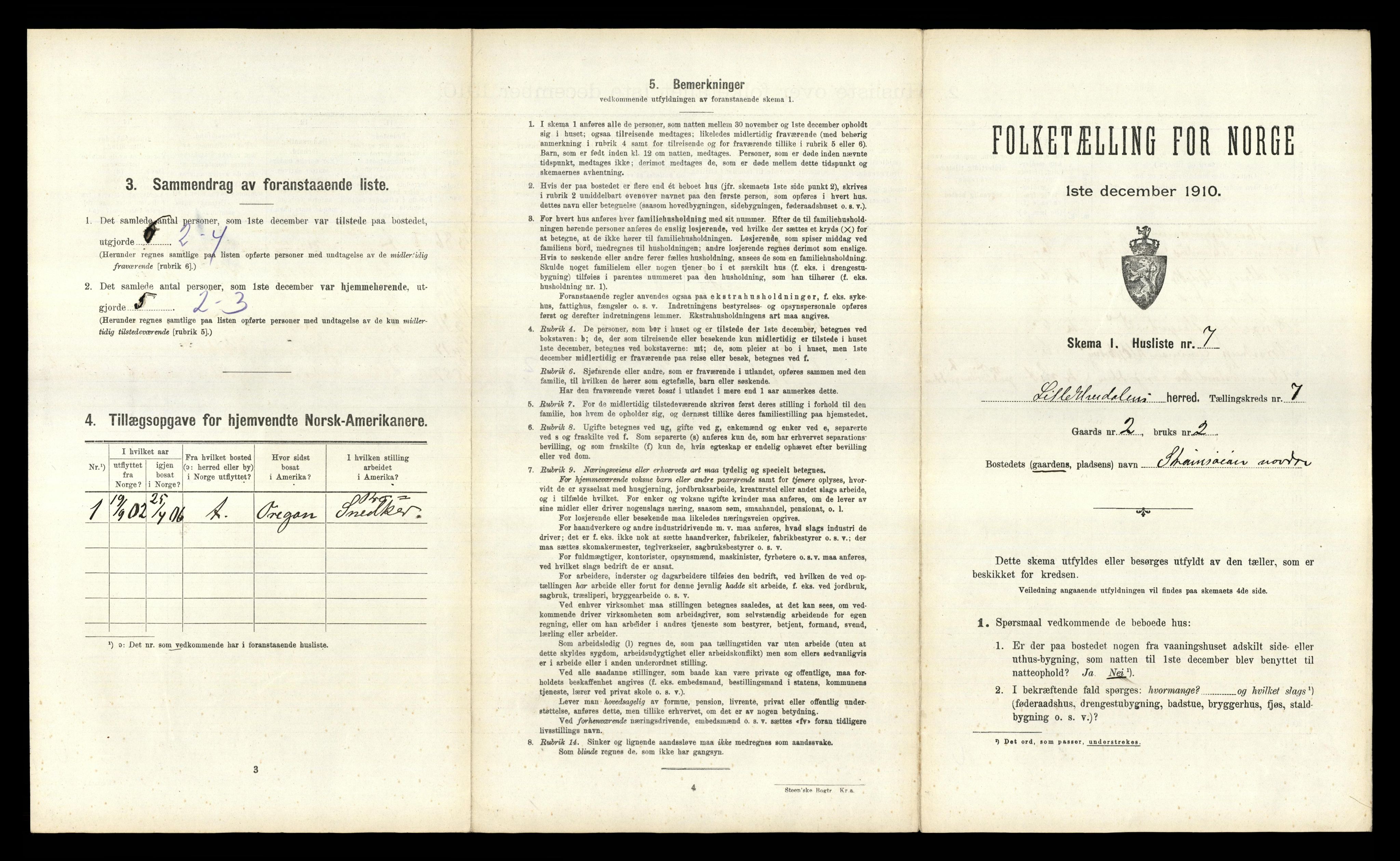 RA, 1910 census for Lille Elvedalen, 1910, p. 501