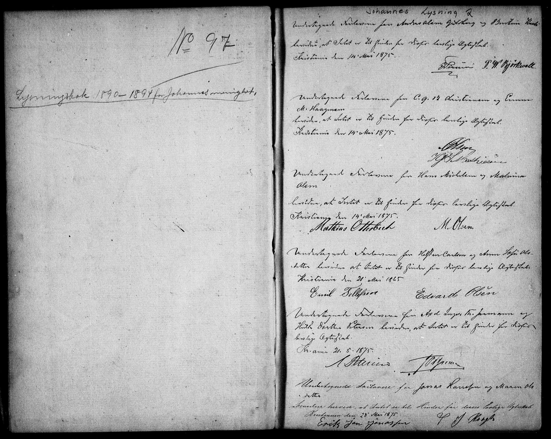 Johannes prestekontor Kirkebøker, AV/SAO-A-10852/H/Ha/L0002: Banns register no. 2, 1890-1894