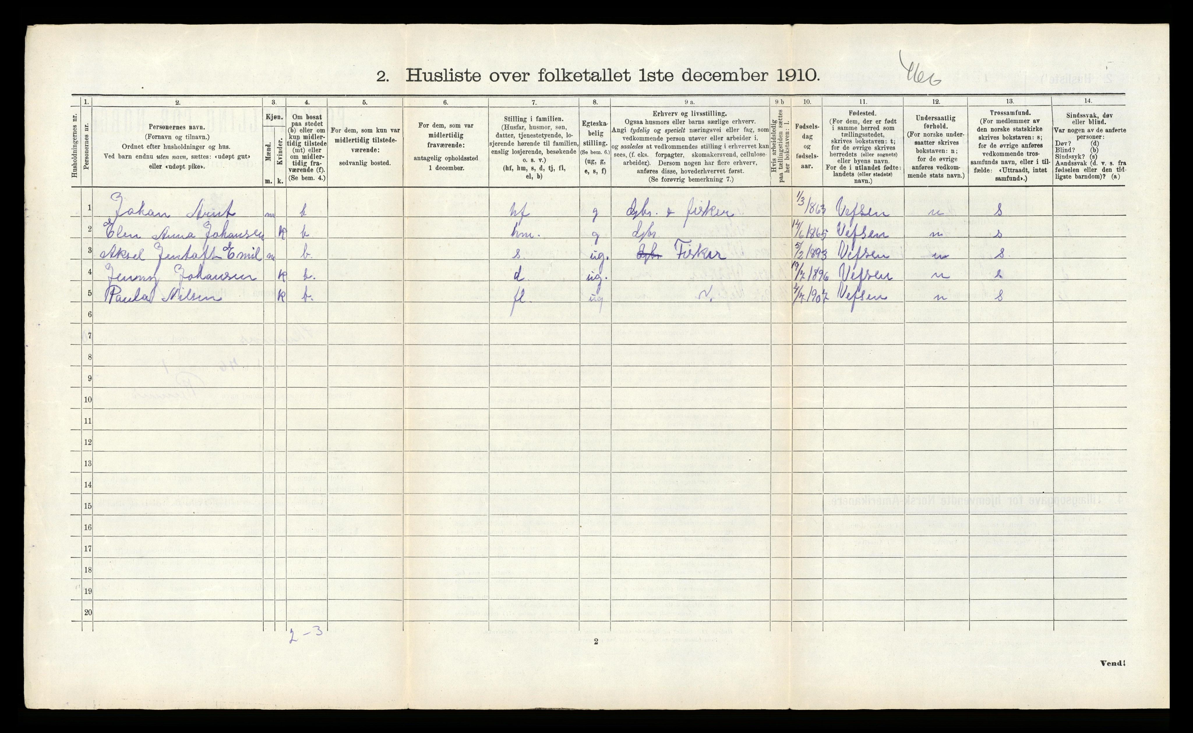 RA, 1910 census for Stamnes, 1910, p. 965