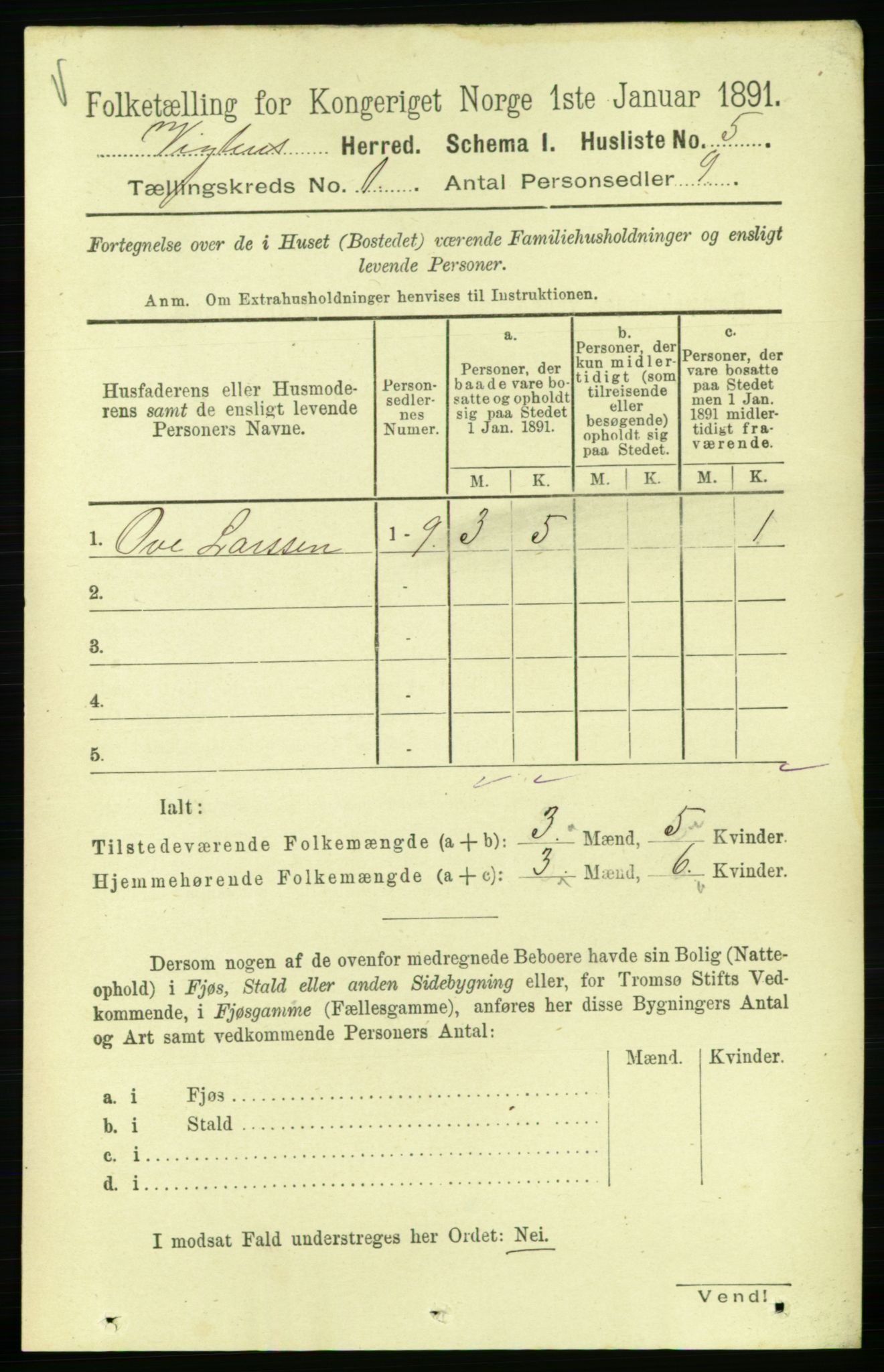 RA, 1891 census for 1750 Vikna, 1891, p. 26