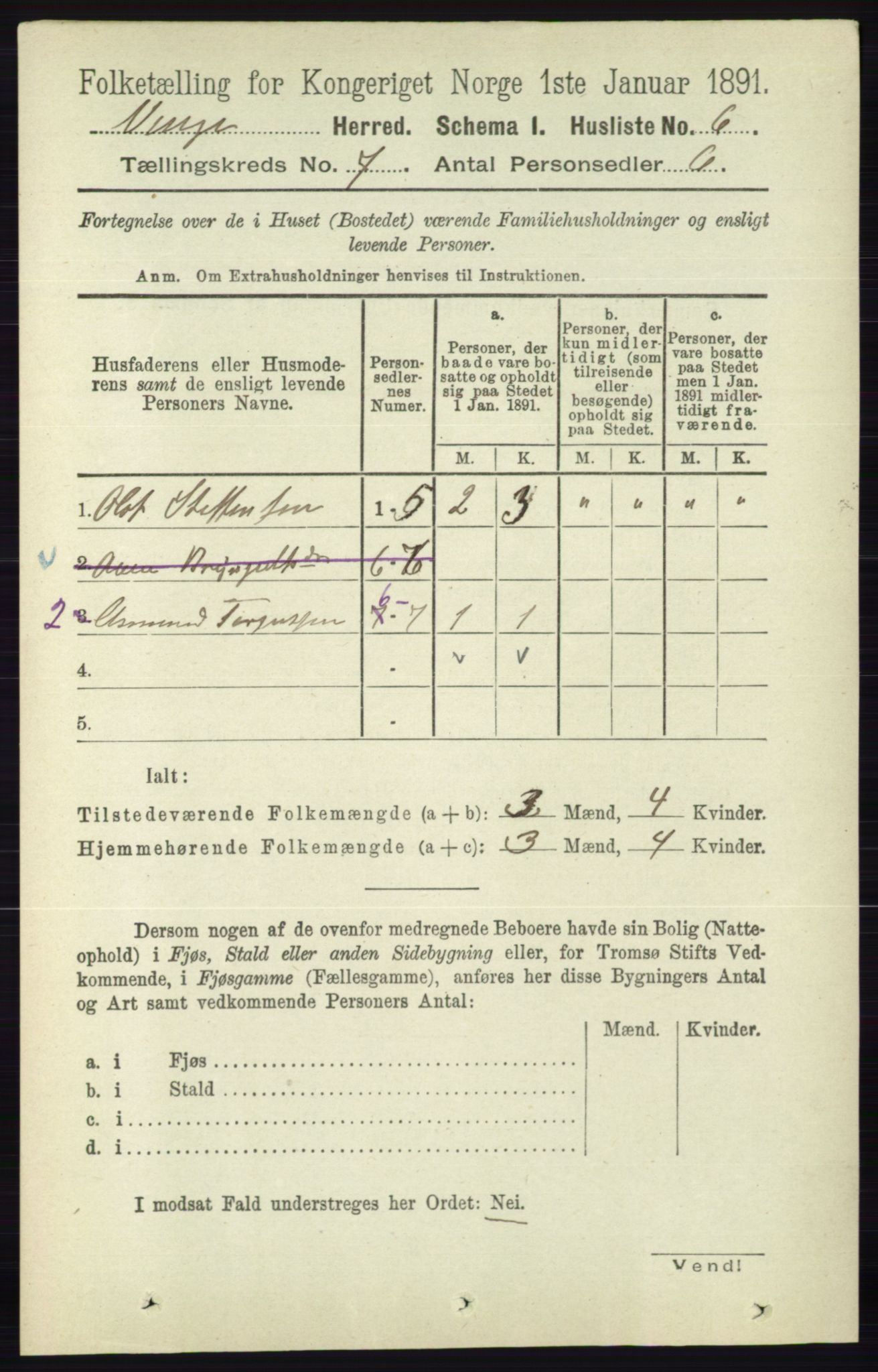 RA, 1891 census for 0834 Vinje, 1891, p. 1755