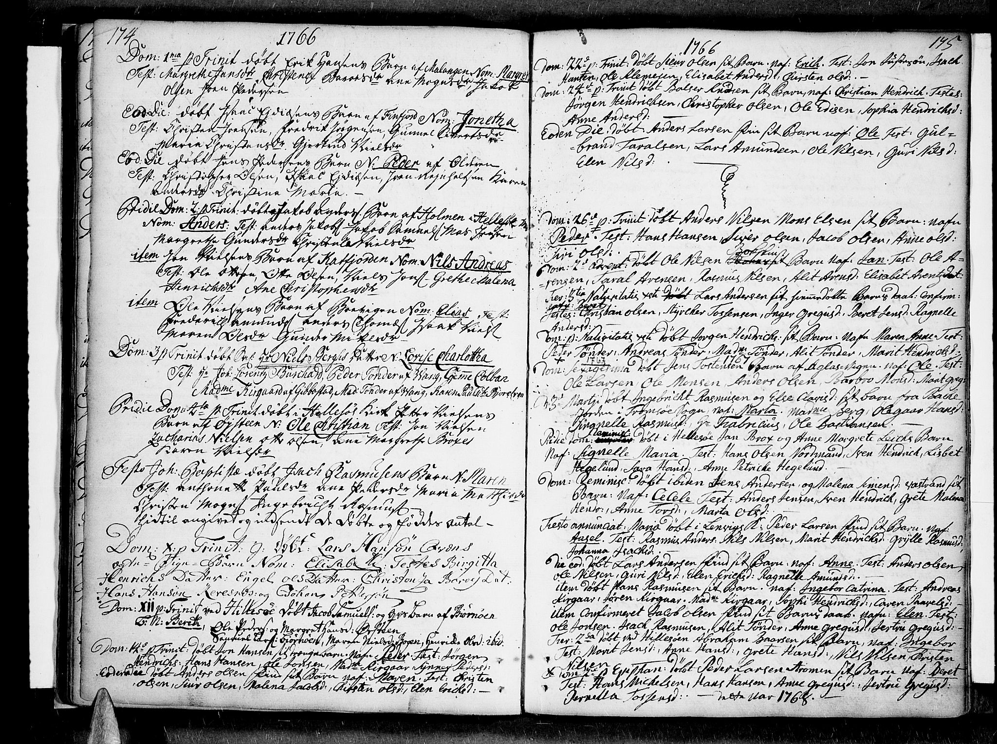 Lenvik sokneprestembete, AV/SATØ-S-1310/H/Ha/Haa/L0001kirke: Parish register (official) no. 1, 1753-1783, p. 174-175