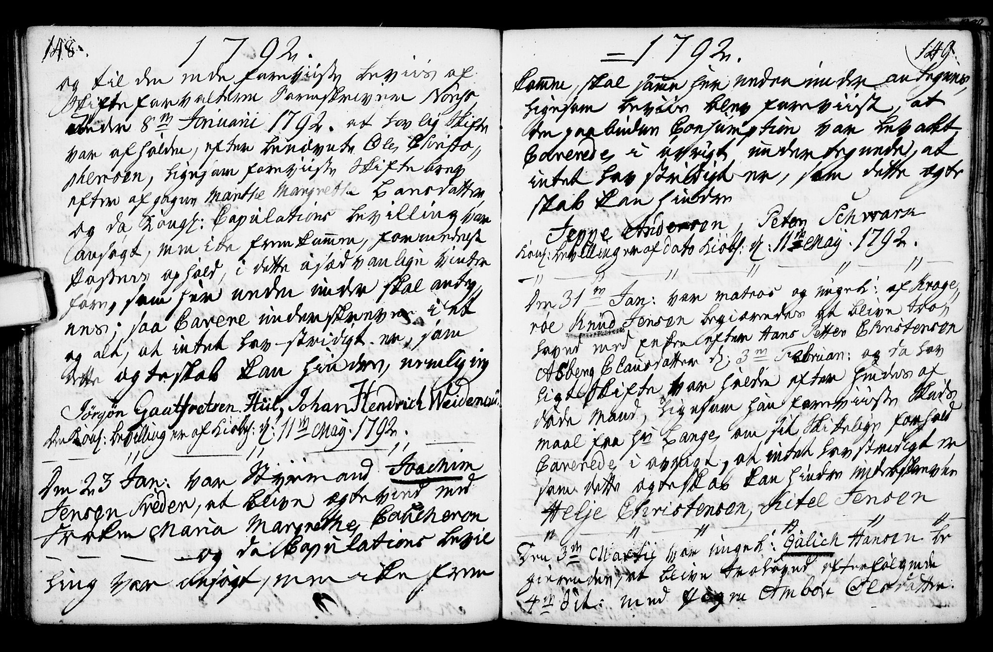 Porsgrunn kirkebøker , AV/SAKO-A-104/F/Fa/L0003: Parish register (official) no. 3, 1764-1814, p. 148-149