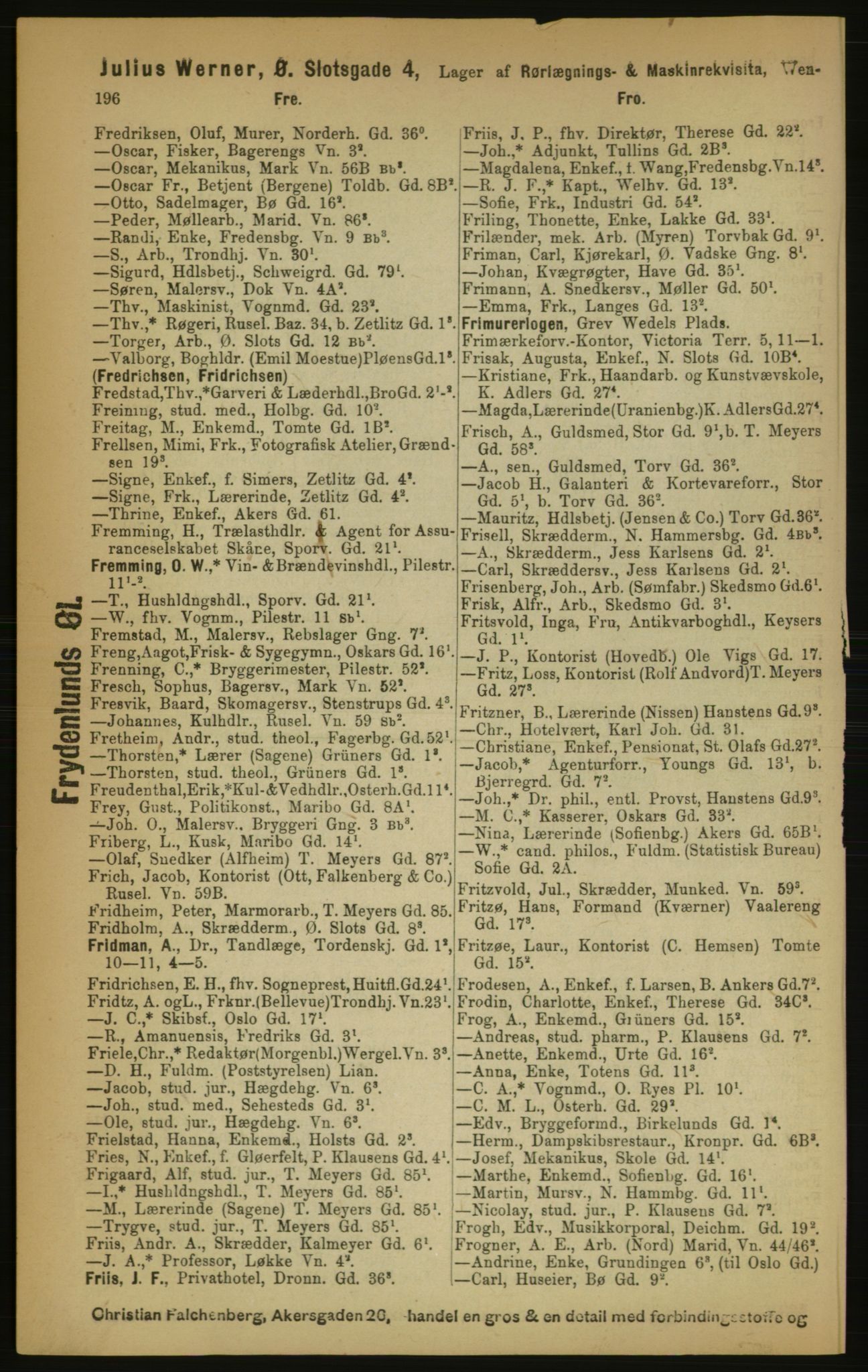 Kristiania/Oslo adressebok, PUBL/-, 1891, p. 196