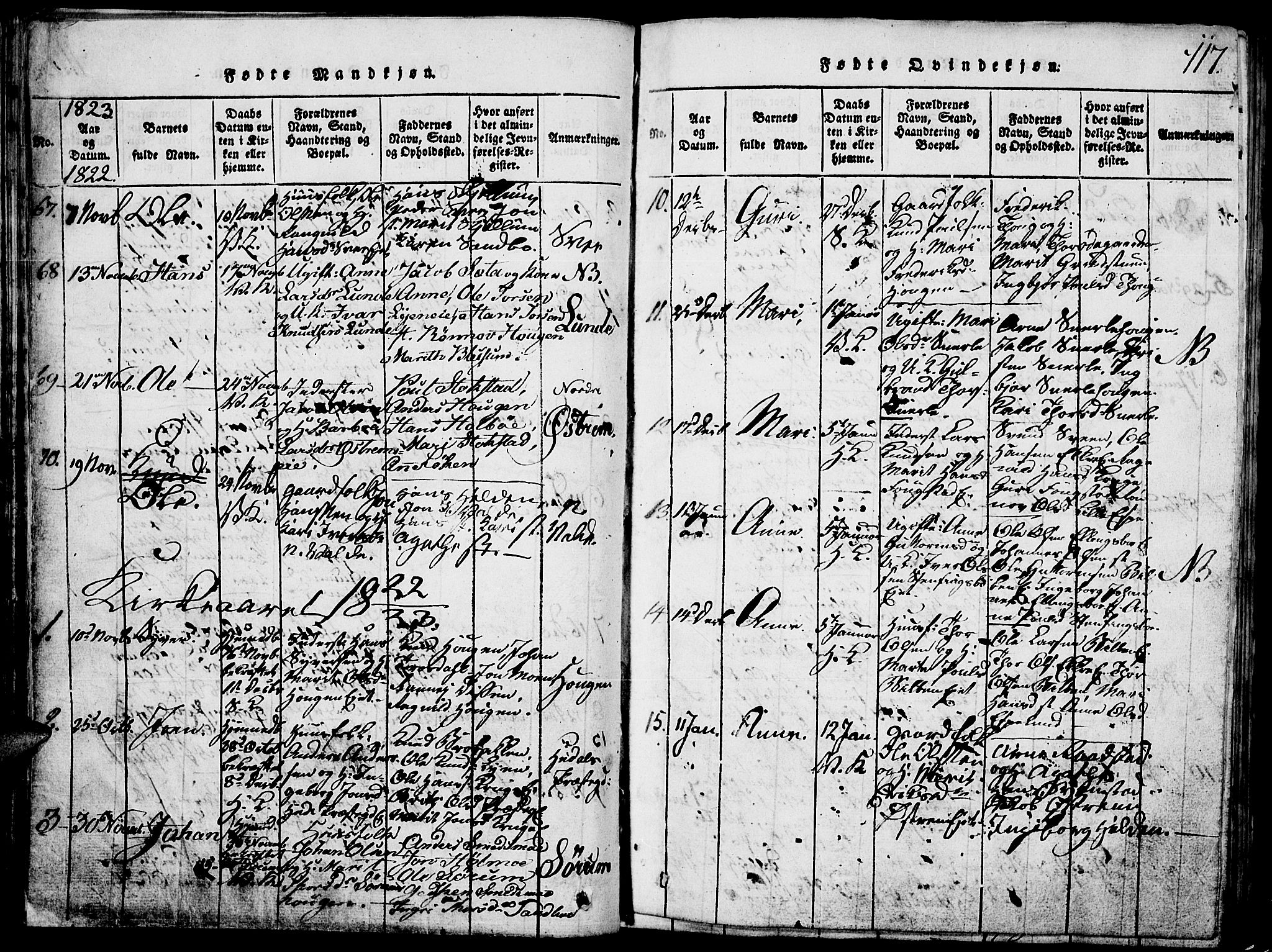 Vågå prestekontor, SAH/PREST-076/H/Ha/Hab/L0001: Parish register (copy) no. 1, 1815-1827, p. 116-117