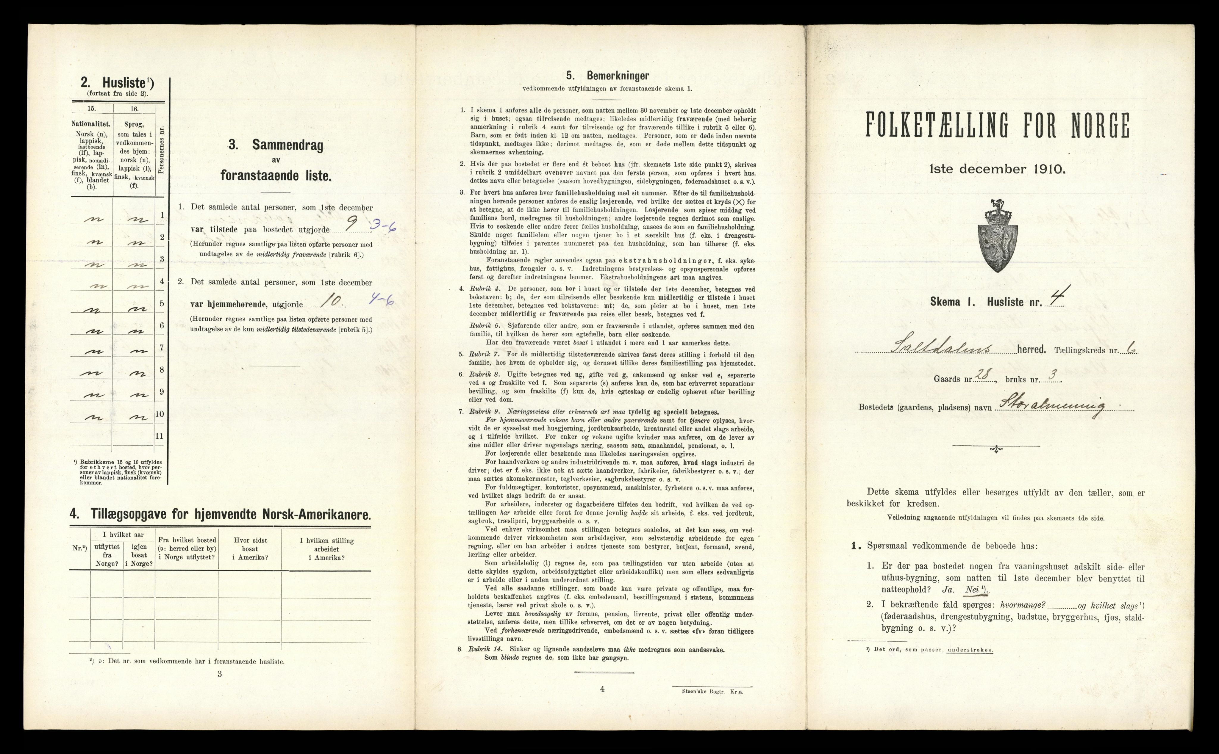 RA, 1910 census for Saltdal, 1910, p. 907