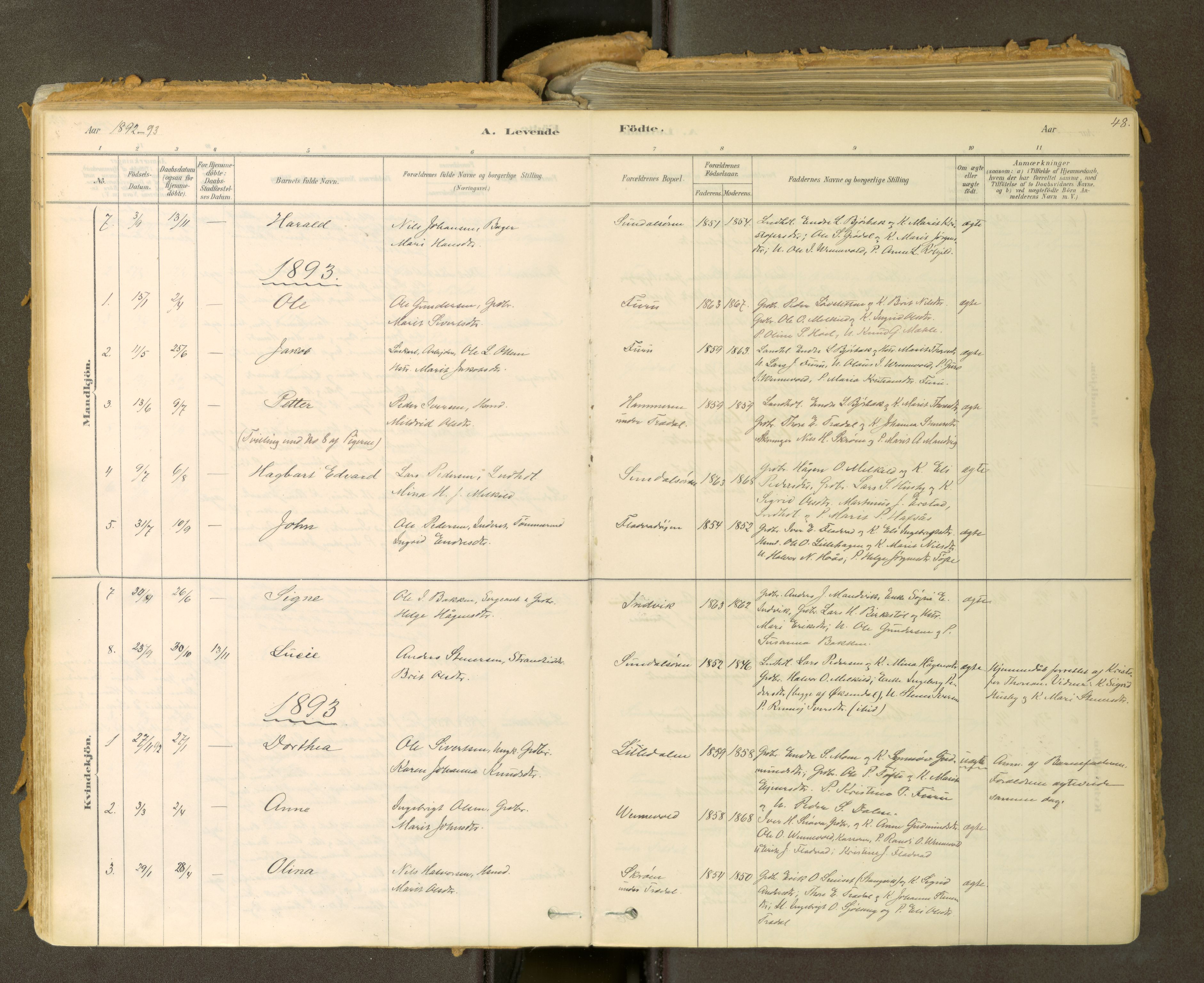 Sunndal sokneprestkontor, SAT/A-1085/1/I/I1/I1a: Parish register (official) no. 2, 1877-1914, p. 48