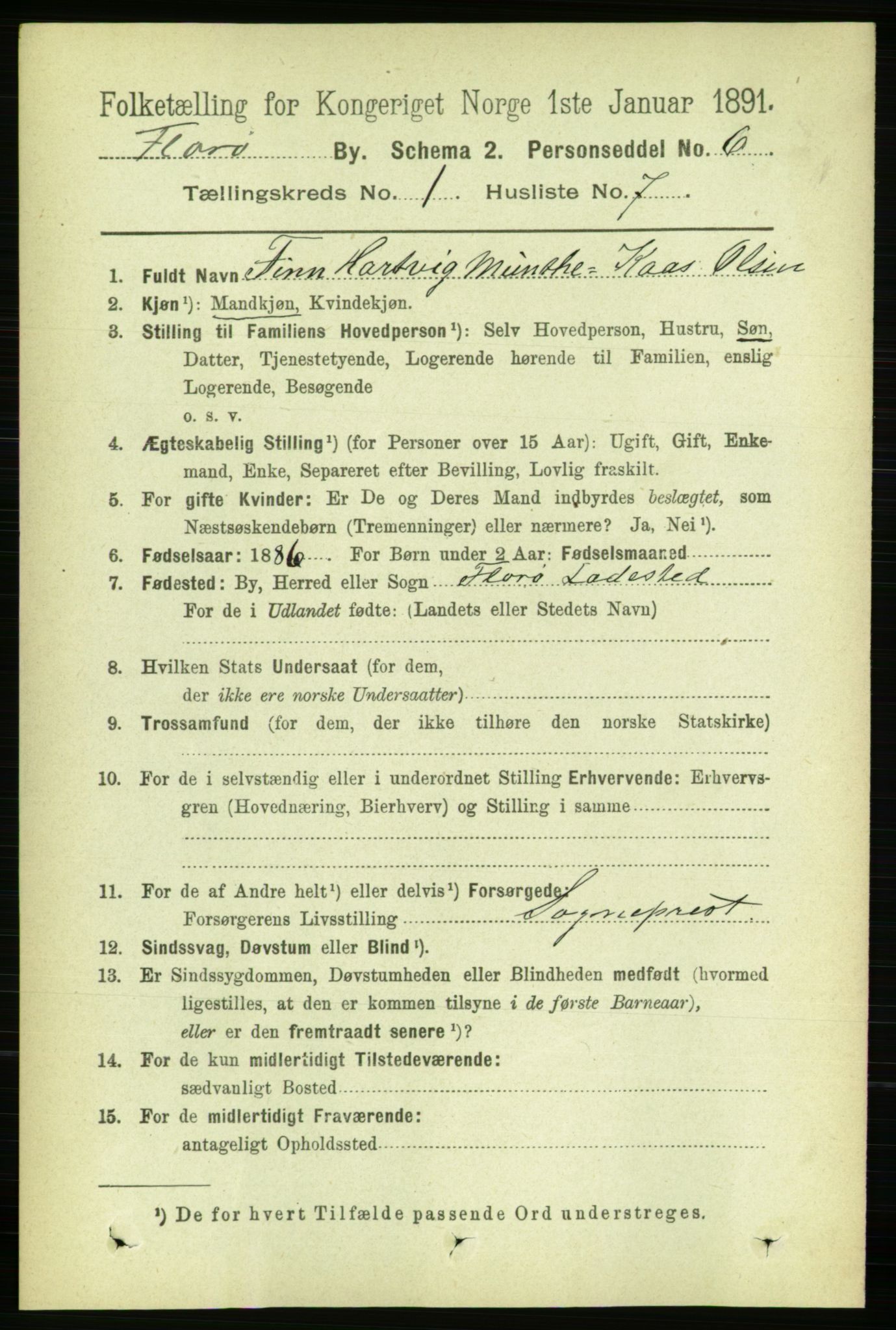RA, 1891 census for 1401 Florø, 1891, p. 171