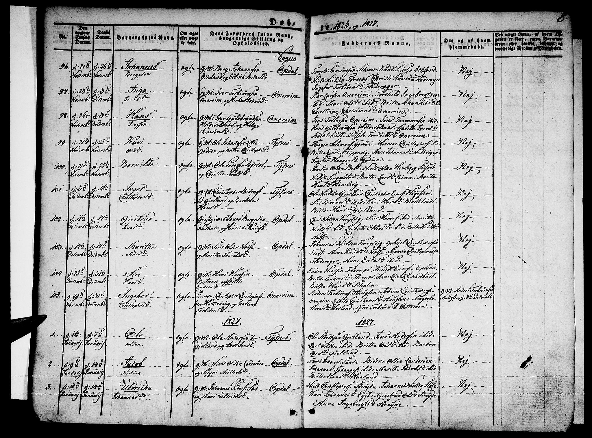 Tysnes sokneprestembete, AV/SAB-A-78601/H/Haa: Parish register (official) no. A 8, 1826-1837, p. 8