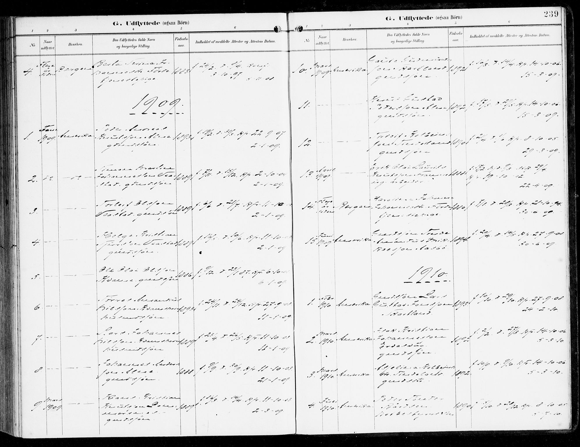 Sveio Sokneprestembete, AV/SAB-A-78501/H/Haa: Parish register (official) no. D 2, 1894-1916, p. 239