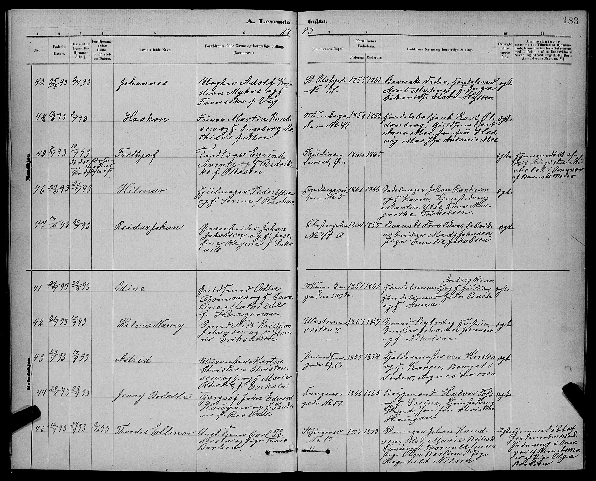 Ministerialprotokoller, klokkerbøker og fødselsregistre - Sør-Trøndelag, AV/SAT-A-1456/601/L0092: Parish register (copy) no. 601C10, 1884-1897, p. 183