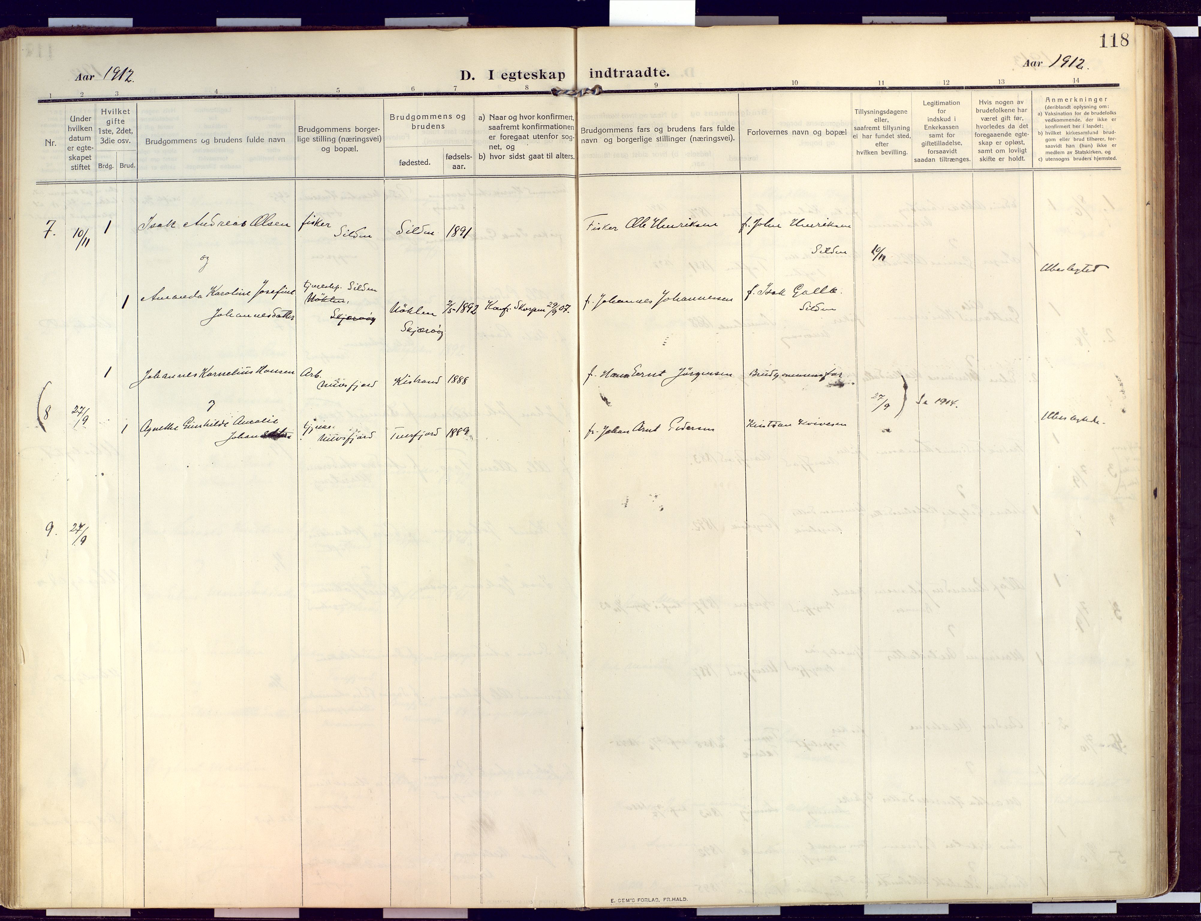 Loppa sokneprestkontor, SATØ/S-1339/H/Ha/L0011kirke: Parish register (official) no. 11, 1909-1919, p. 118