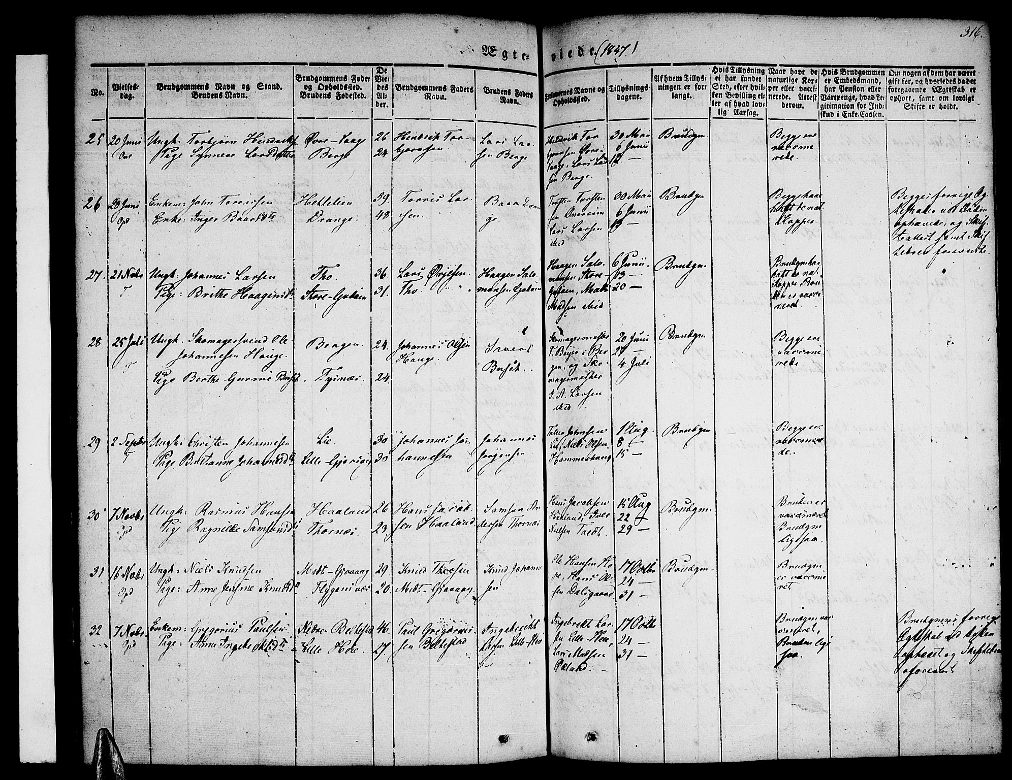 Tysnes sokneprestembete, AV/SAB-A-78601/H/Haa: Parish register (official) no. A 9, 1837-1848, p. 316