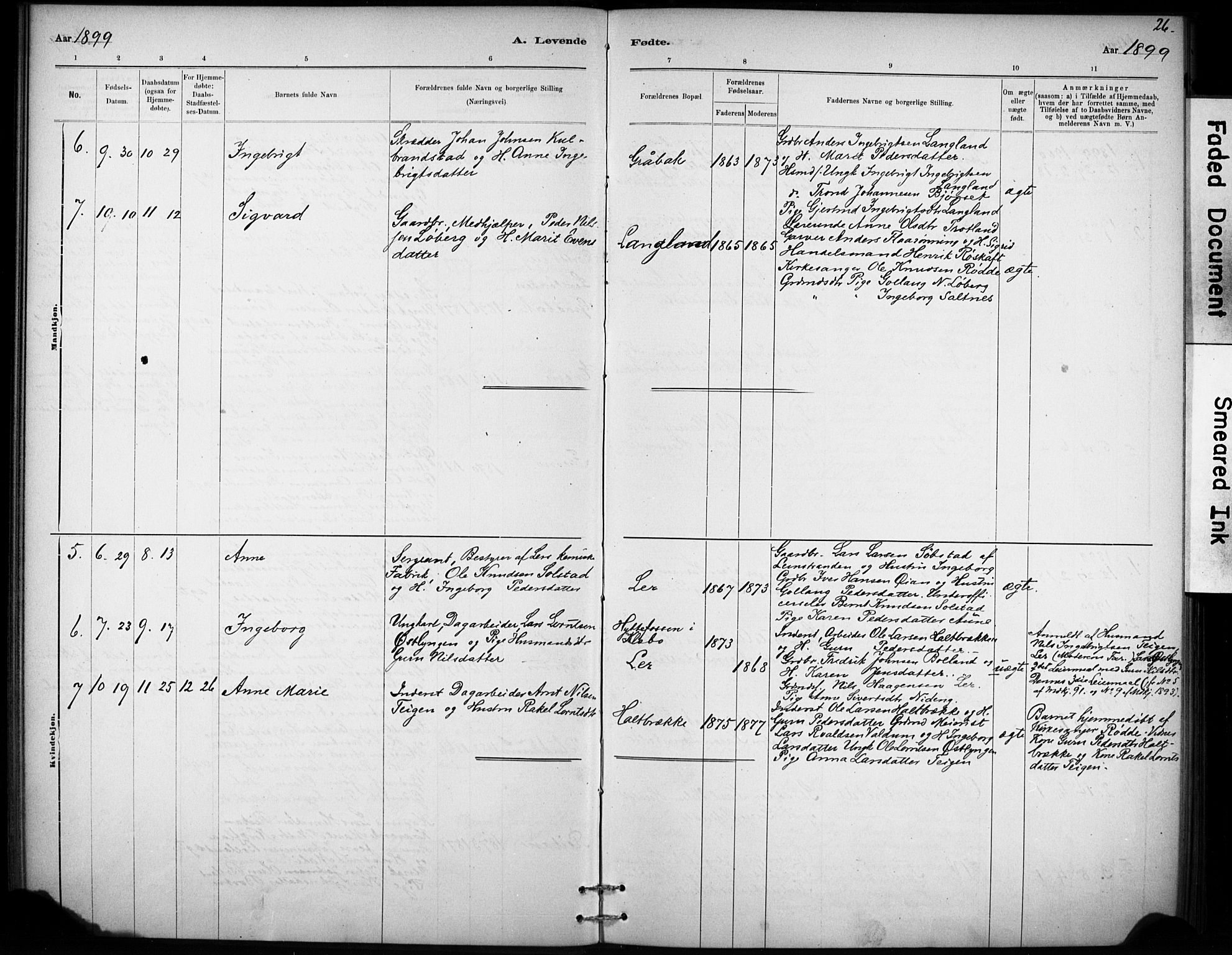 Ministerialprotokoller, klokkerbøker og fødselsregistre - Sør-Trøndelag, SAT/A-1456/693/L1119: Parish register (official) no. 693A01, 1887-1905, p. 26