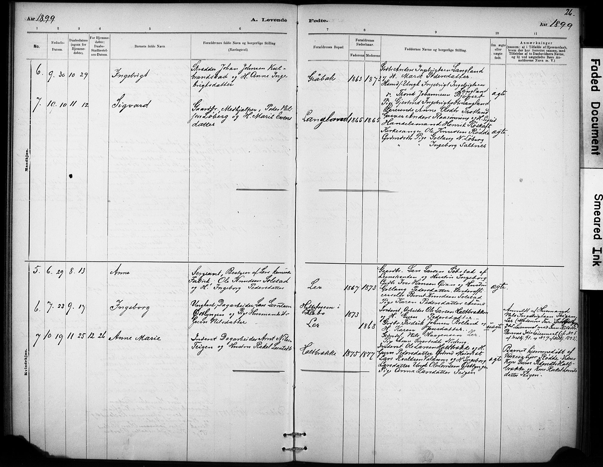 Ministerialprotokoller, klokkerbøker og fødselsregistre - Sør-Trøndelag, AV/SAT-A-1456/693/L1119: Parish register (official) no. 693A01, 1887-1905, p. 26