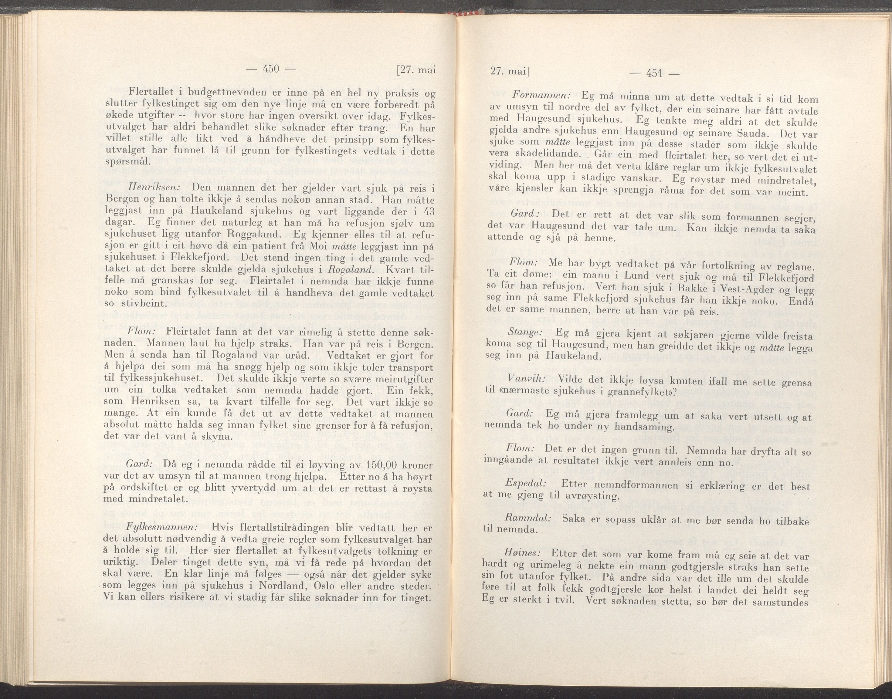 Rogaland fylkeskommune - Fylkesrådmannen , IKAR/A-900/A/Aa/Aaa/L0056: Møtebok , 1937, p. 450-451