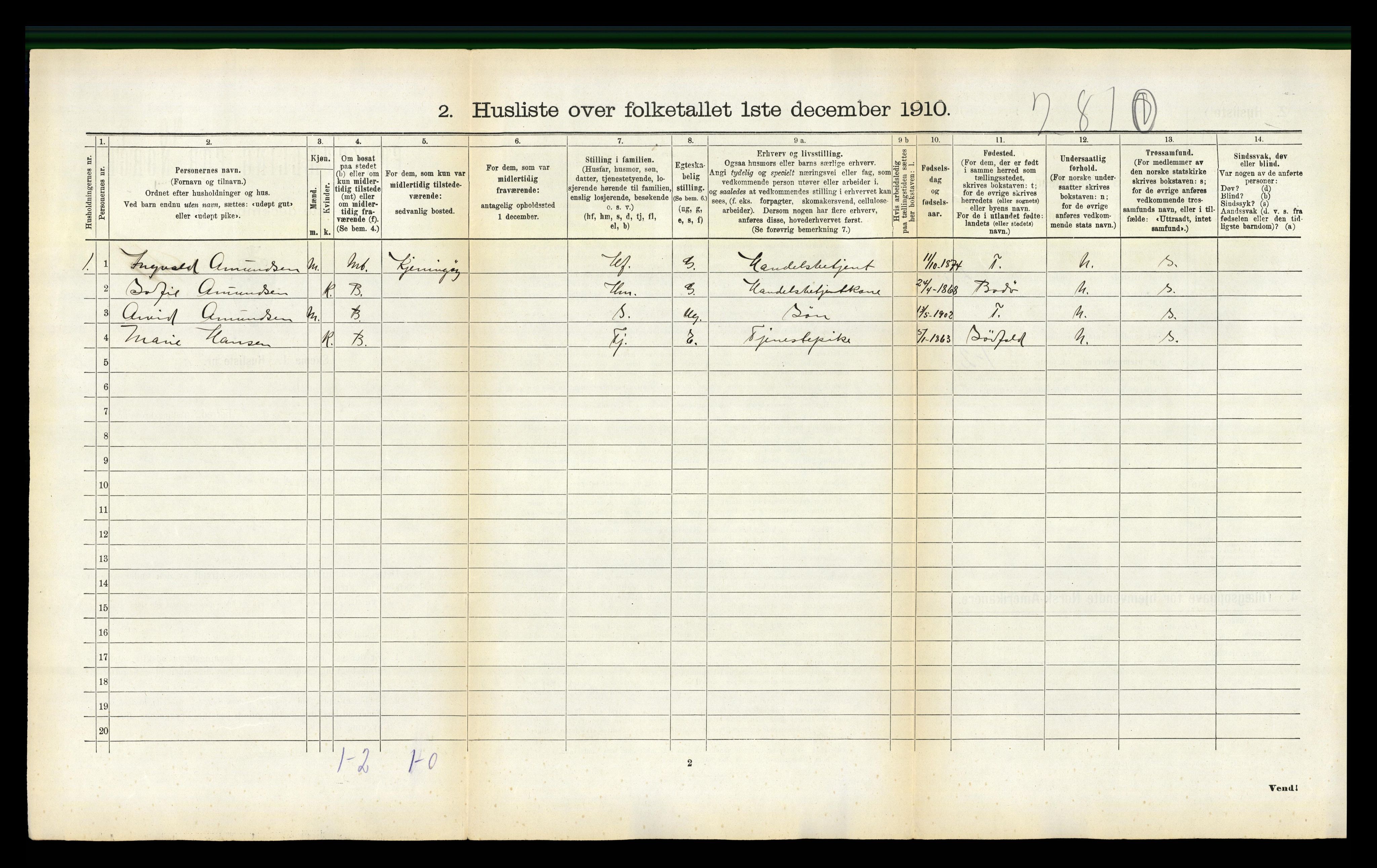 RA, 1910 census for Kjerringøy, 1910, p. 132