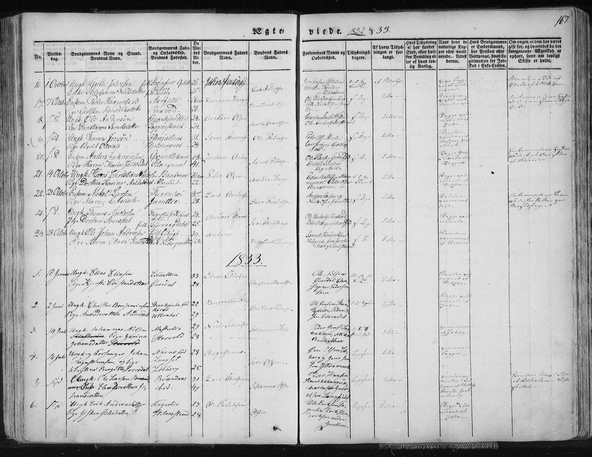 Ministerialprotokoller, klokkerbøker og fødselsregistre - Nordland, SAT/A-1459/827/L0390: Parish register (official) no. 827A02, 1826-1841, p. 167