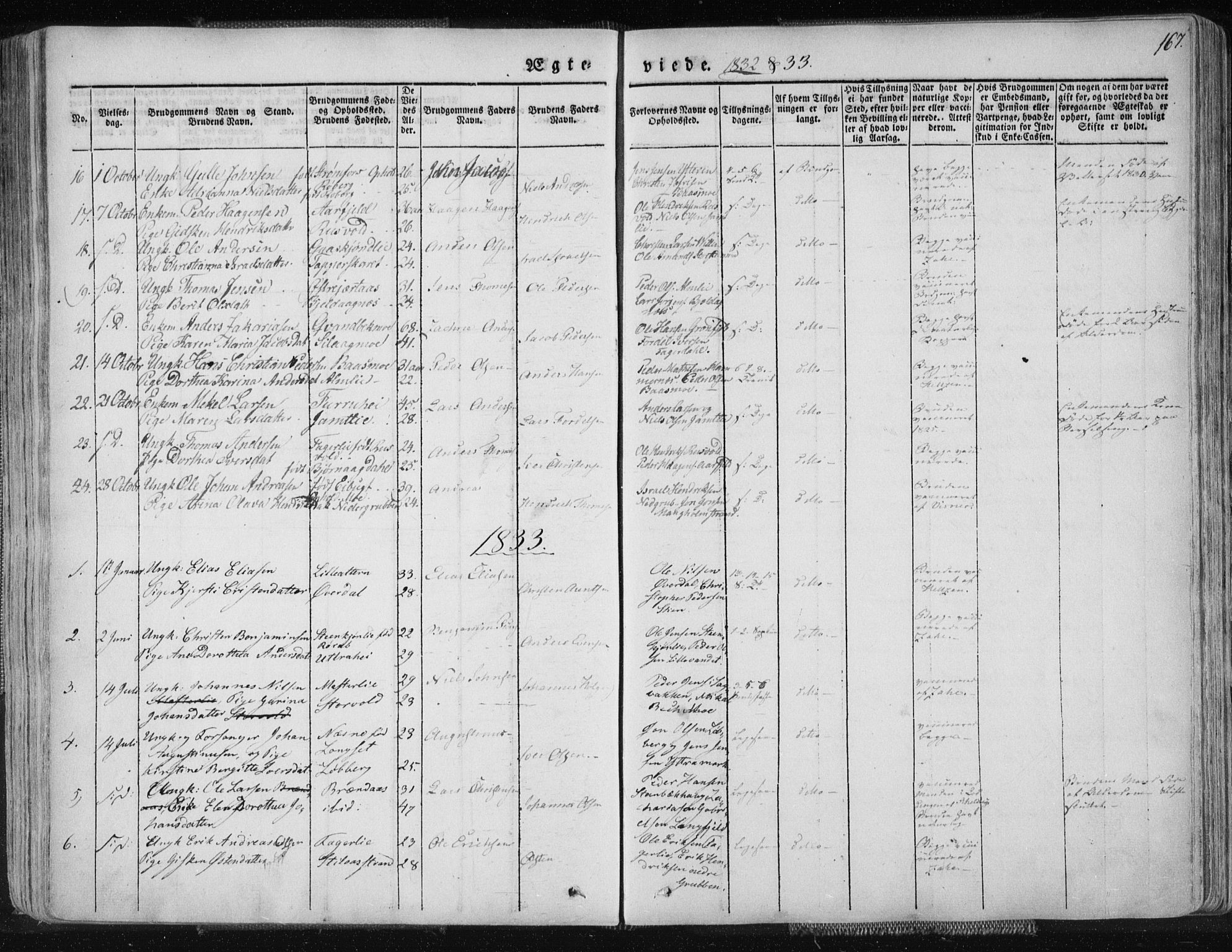 Ministerialprotokoller, klokkerbøker og fødselsregistre - Nordland, AV/SAT-A-1459/827/L0390: Parish register (official) no. 827A02, 1826-1841, p. 167