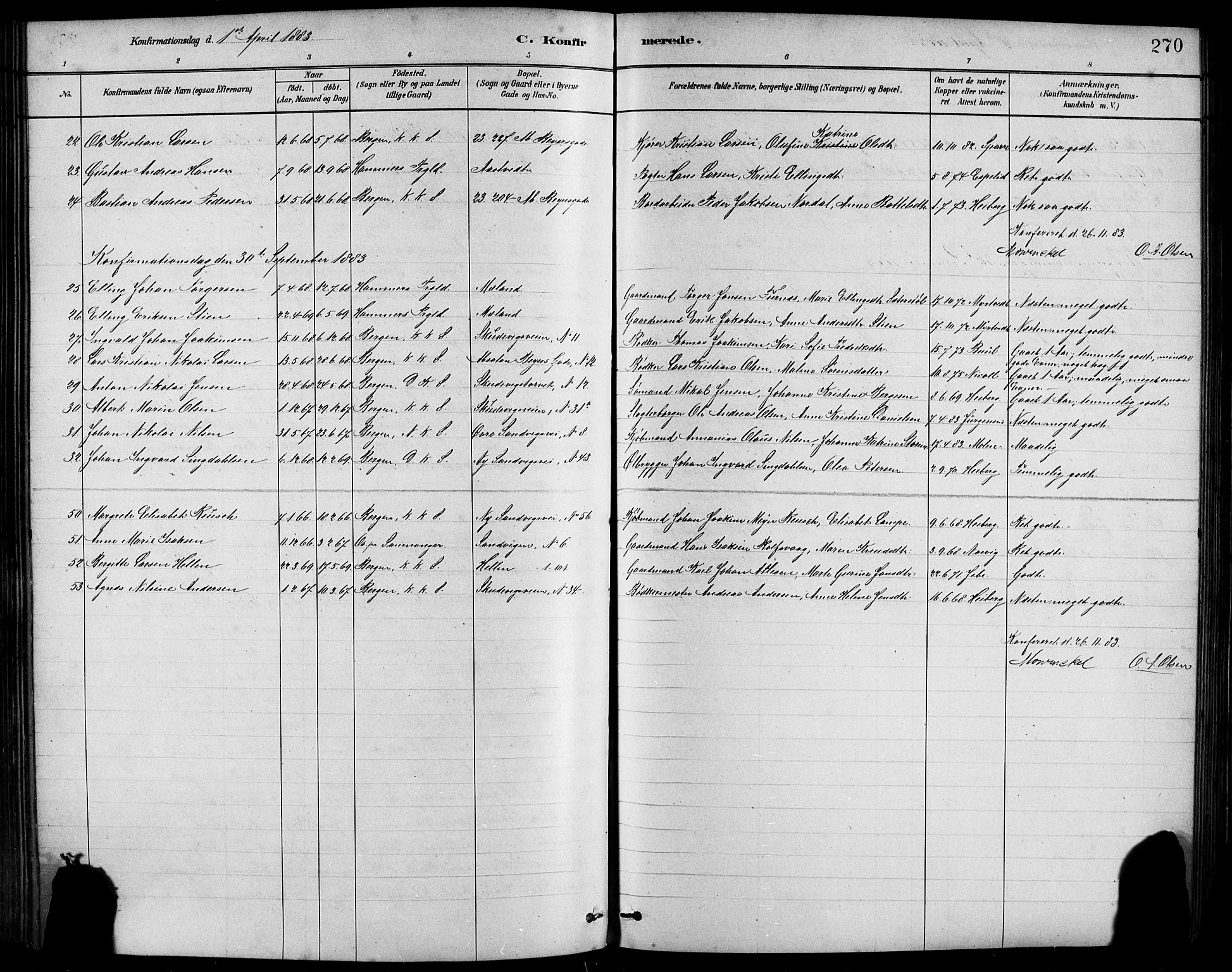 Sandviken Sokneprestembete, AV/SAB-A-77601/H/Hb/L0001: Parish register (copy) no. A 2, 1879-1892, p. 270