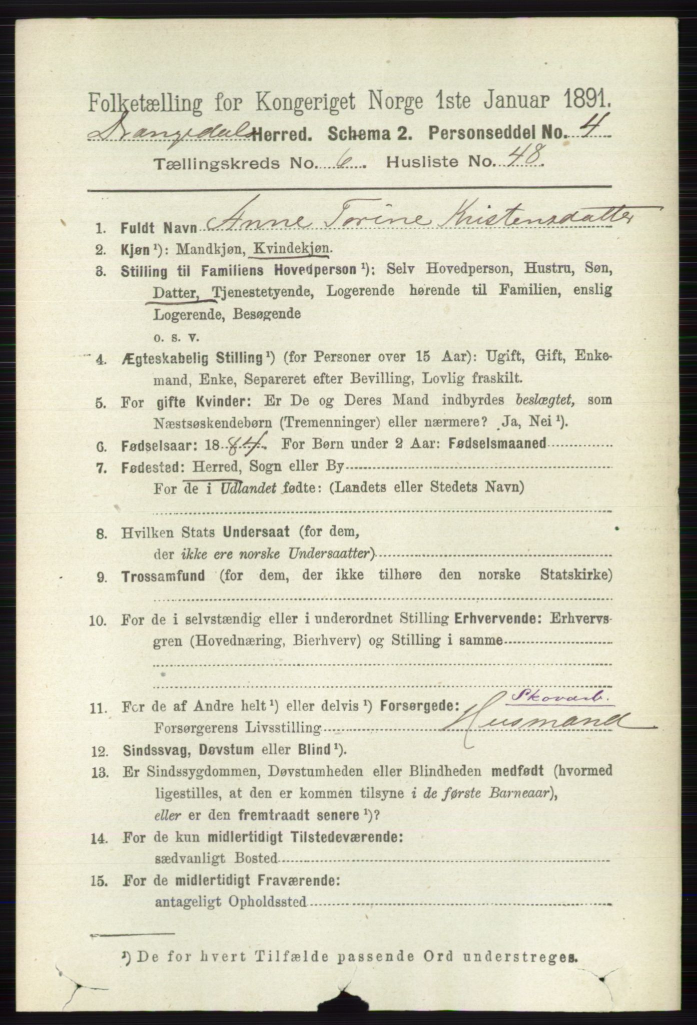 RA, 1891 census for 0817 Drangedal, 1891, p. 2358